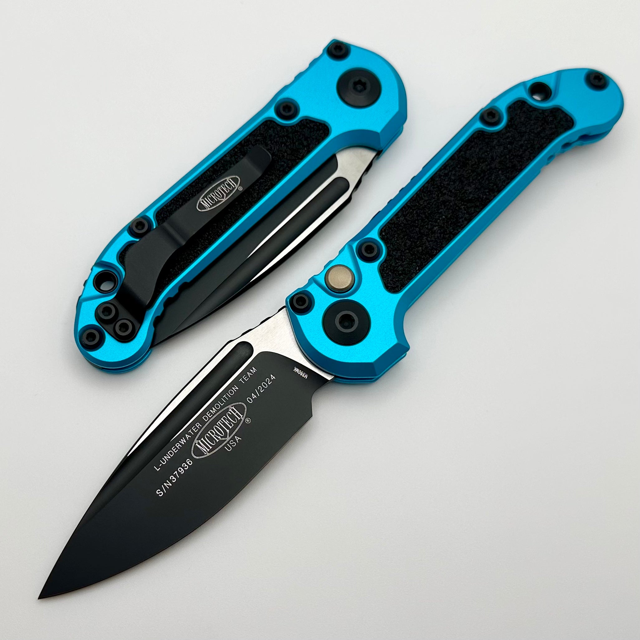 Microtech Knives LUDT Gen III Black Drop Point w/ Turquoise Handle 1135-1TQ