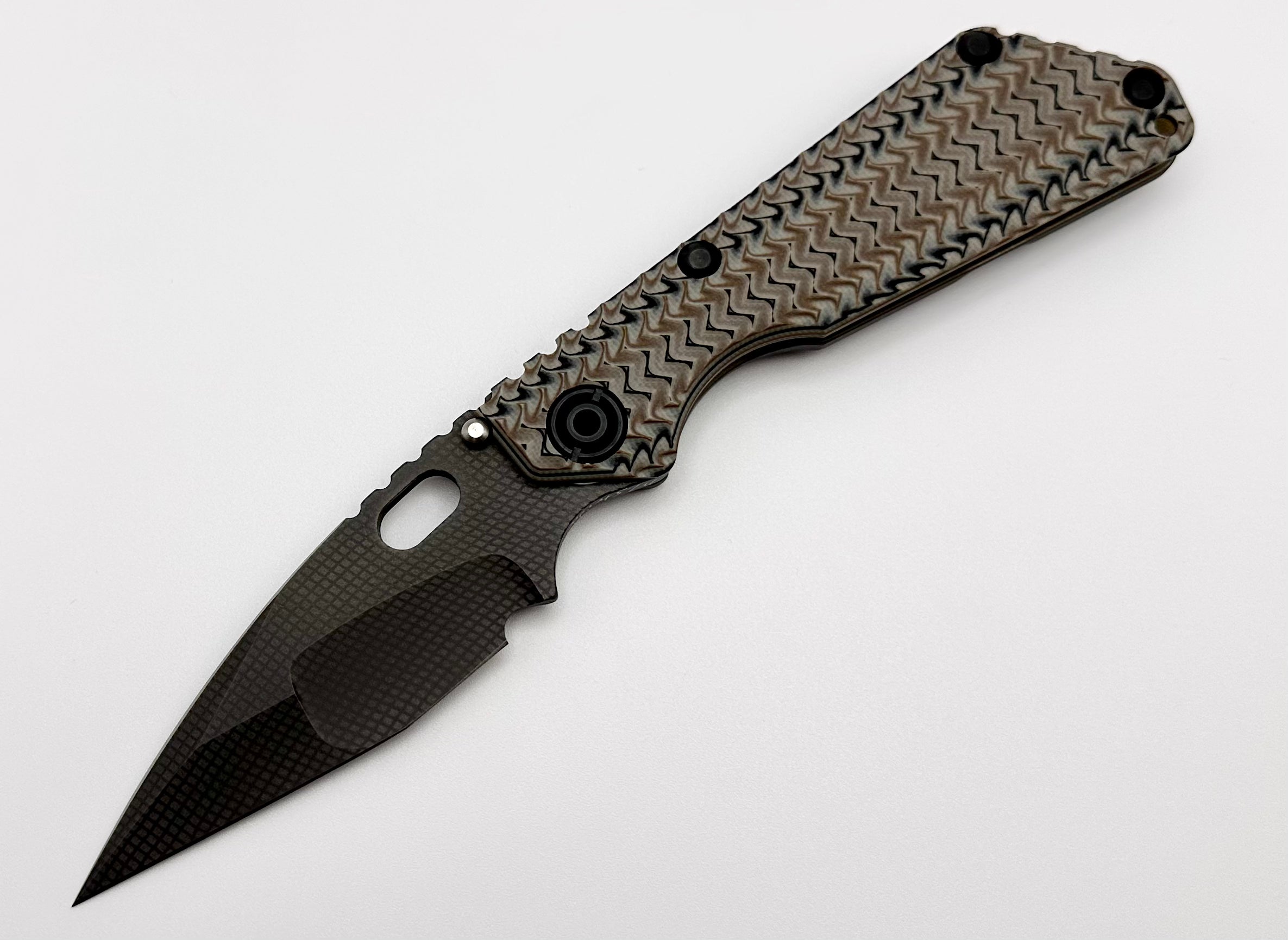 Mick Strider SnG ZigZag Multicolor Scale w/ Torched Lock Side & Cross Hatch Nightmare Ground Blade