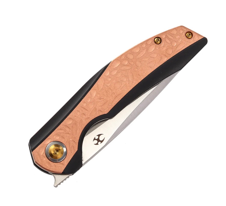 Kansept Knives Accipiter Black Titanium/Copper Inlaid & CPM-S35VN Front Flipper K1007A3