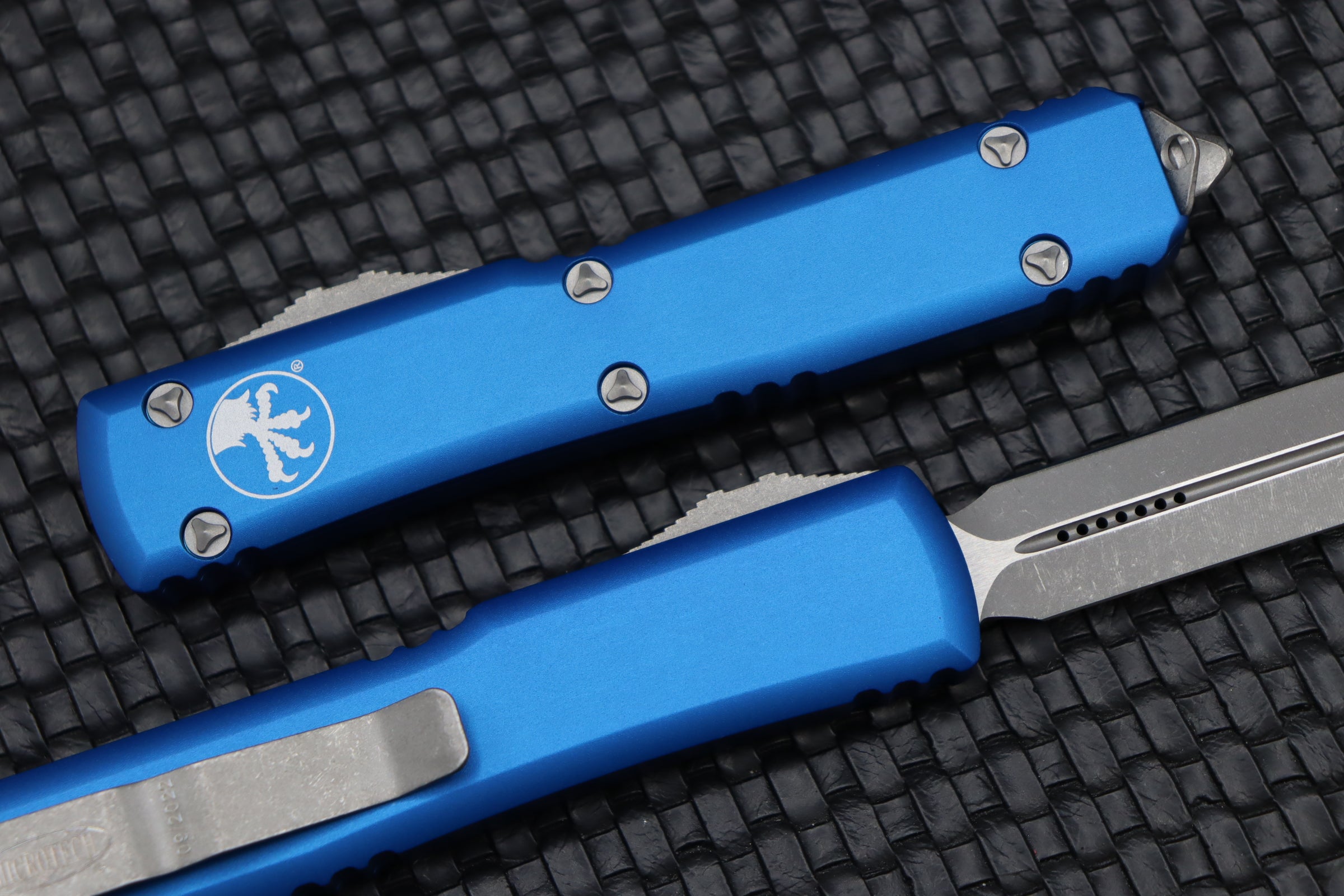 Microtech Ultratech Double Edge Apocalyptic Standard & Blue 122-10APBL