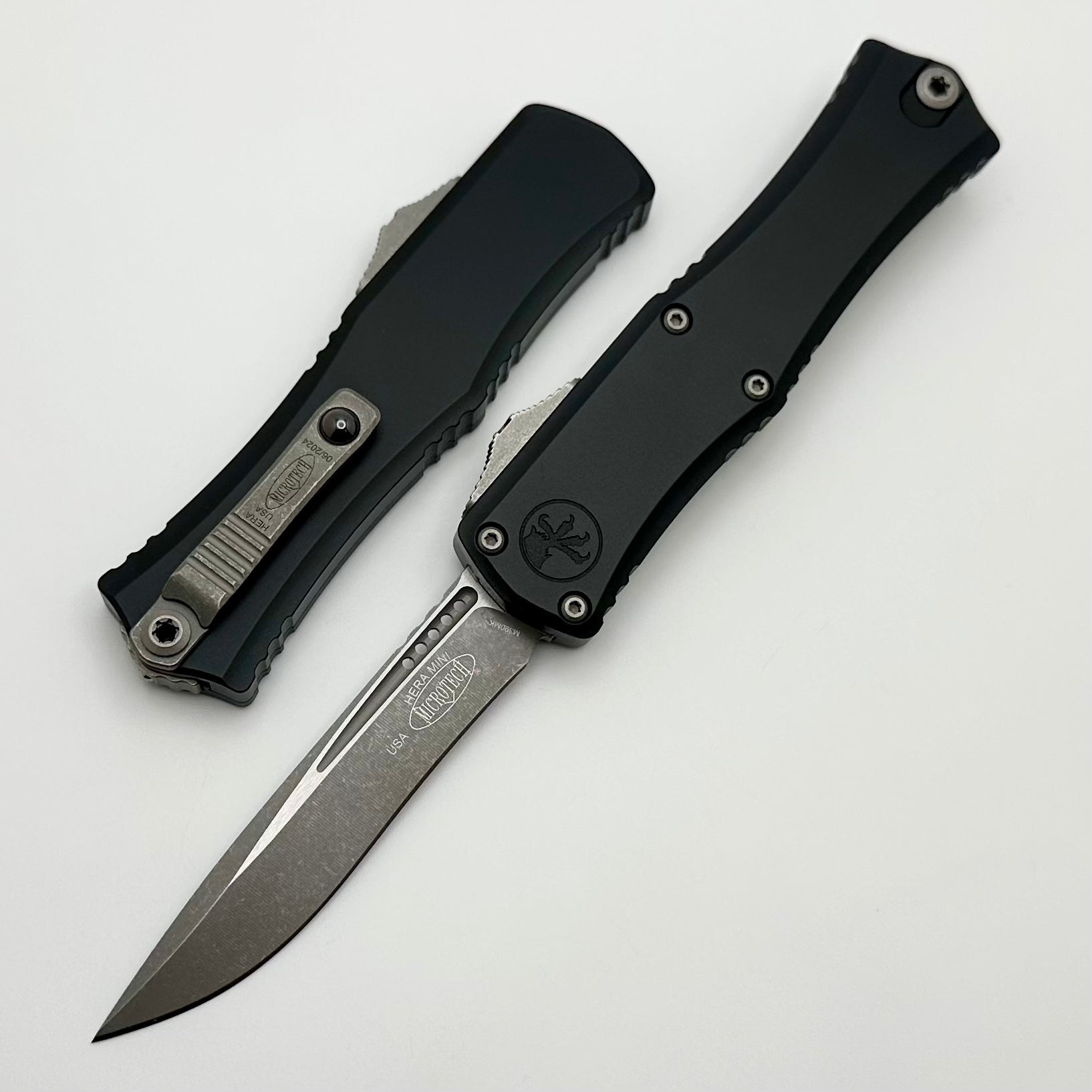 Microtech Knives Mini Hera Apocalyptic Recurve M390MK w/ Black Handle 1705M-10AP