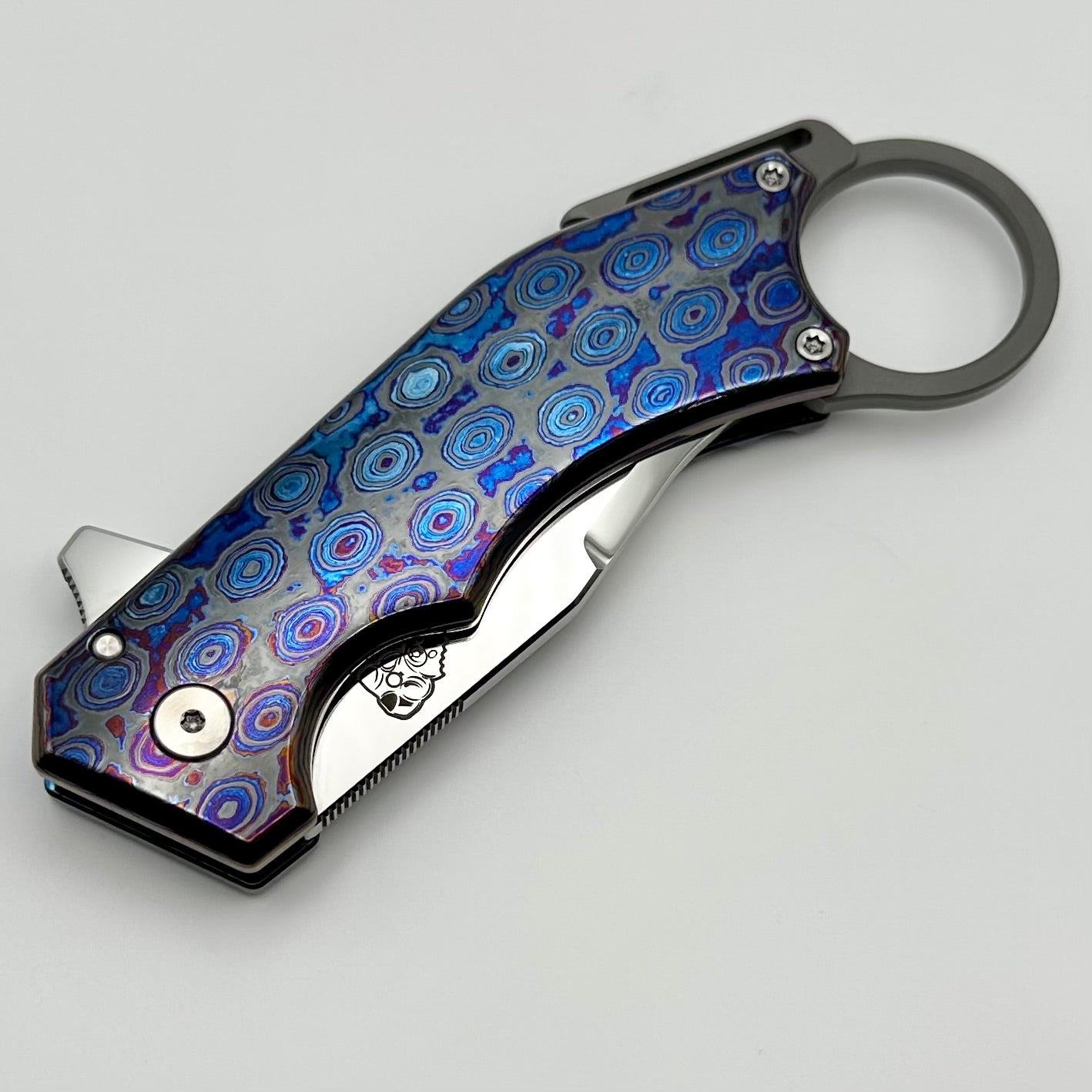 Mechforce Knives Jon Graham Collab Ringed Rhino Flipper Polished M390 w/ Zircuti Handles