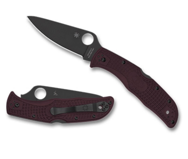 Spyderco Endela Burgundy Lightweight FRN & Micro Melt PD-1 Sprint Run C243BGBKP