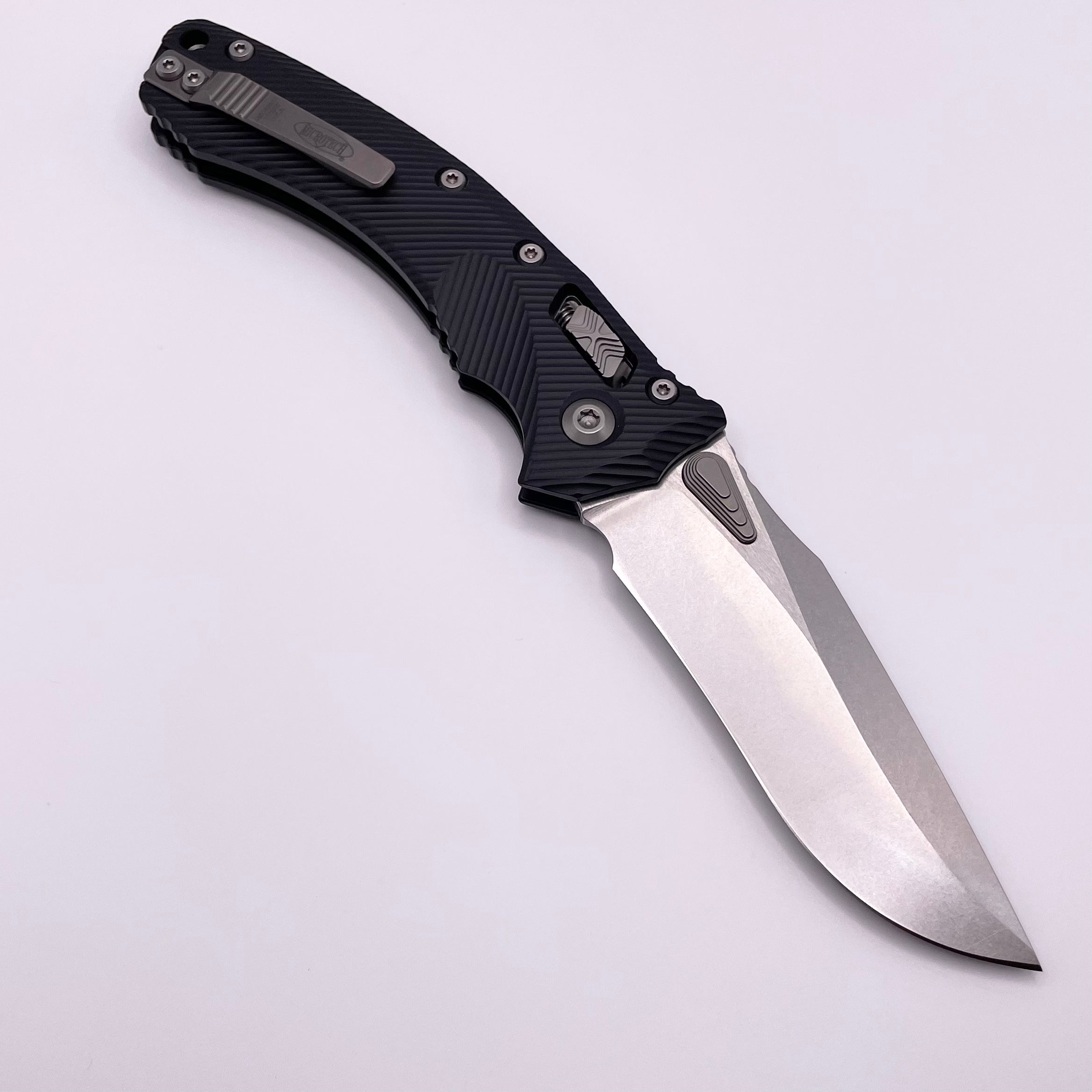 Microtech Amphibian RAM LOK Black Fluted G-10 & Stonewash M390MK 137RL-10FLGTBK Pre Owned