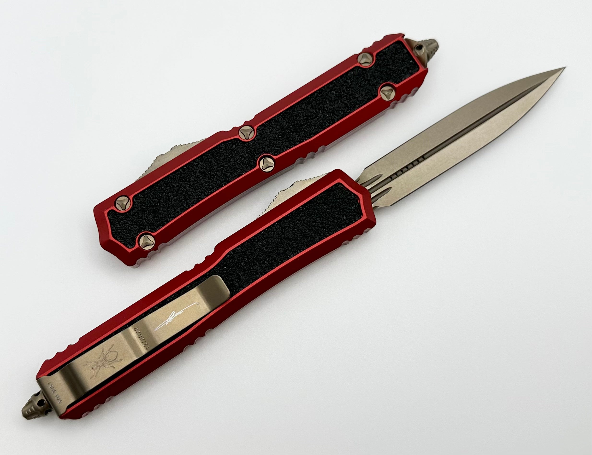 Microtech Makora Bronze Double Edge & Red 206-13RDS