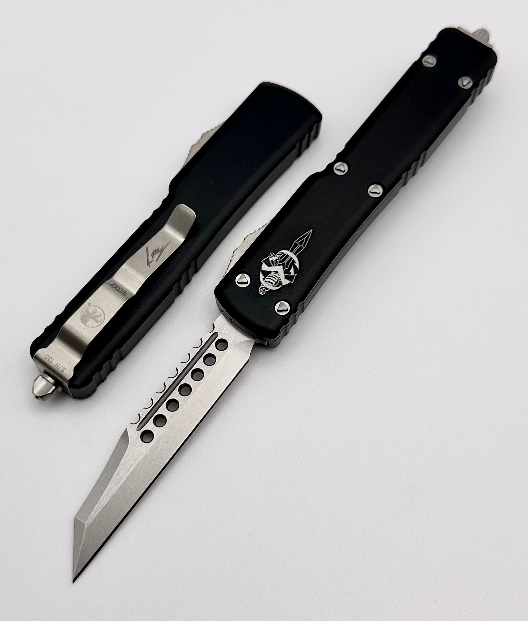 Microtech UTX-70 Warhound Stonewash Standard & Black 419W-10S