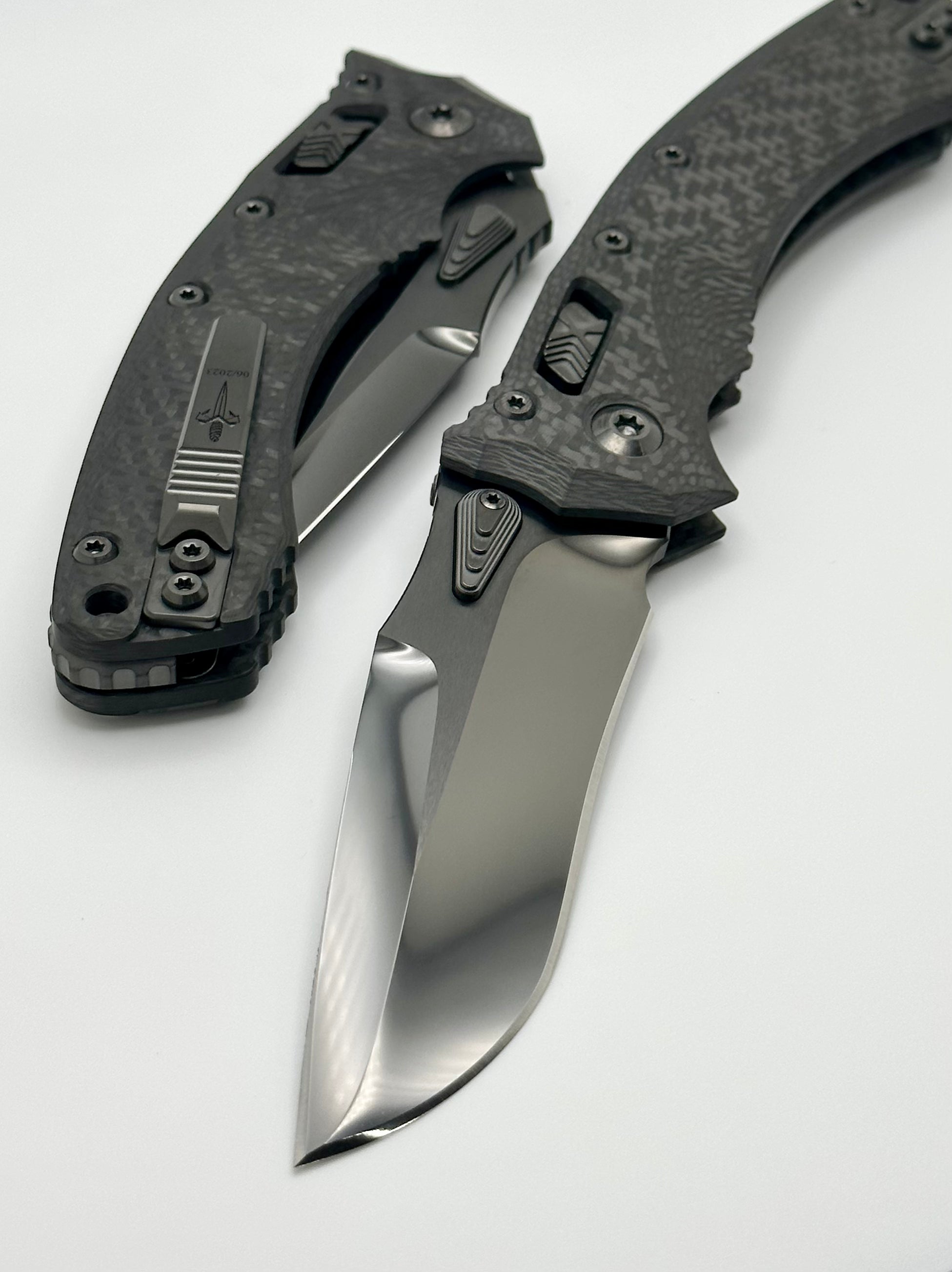 Marfione Custom Knives Amphibian RAM-LOK DLC Diamondwash M390 & Carbon Fiber Handles w/ DLC Two Tone Accents