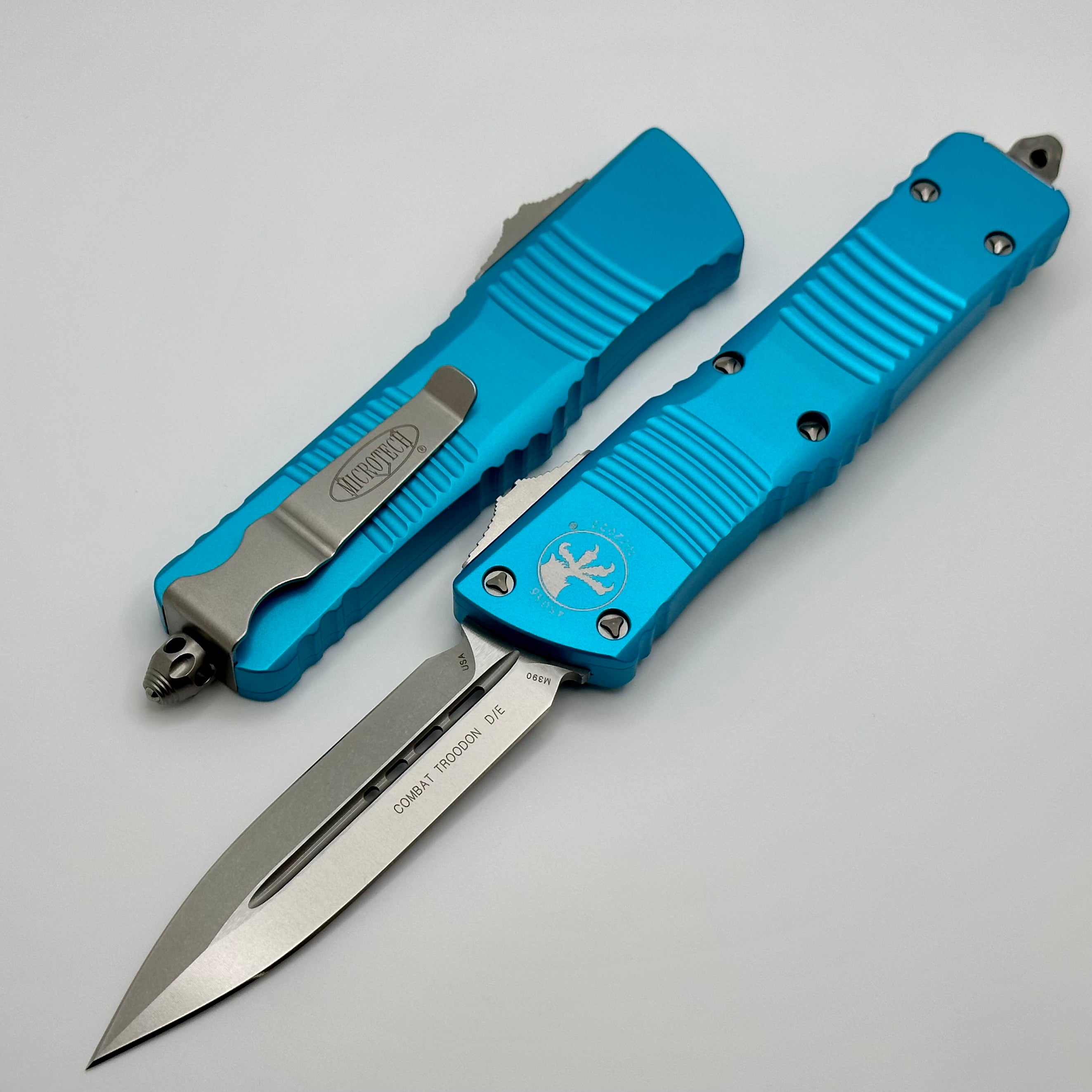 Microtech Combat Troodon Double Edge Stonewash Standard & Turquoise 142-10TQ