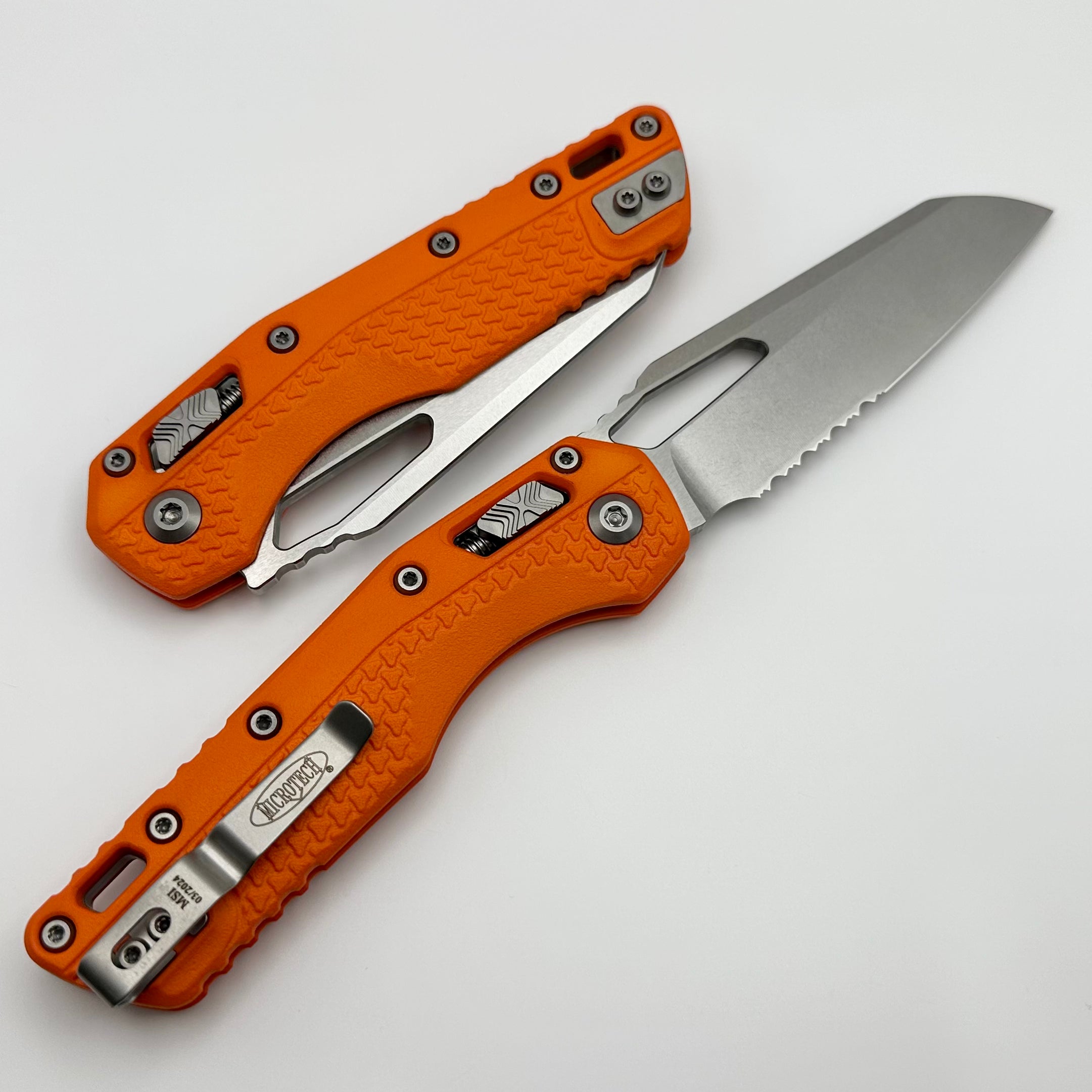 Microtech Knives MSI RAM LOK Orange Polymer Injection Molded & Partial Serrated M390MK 210T-11PMOR