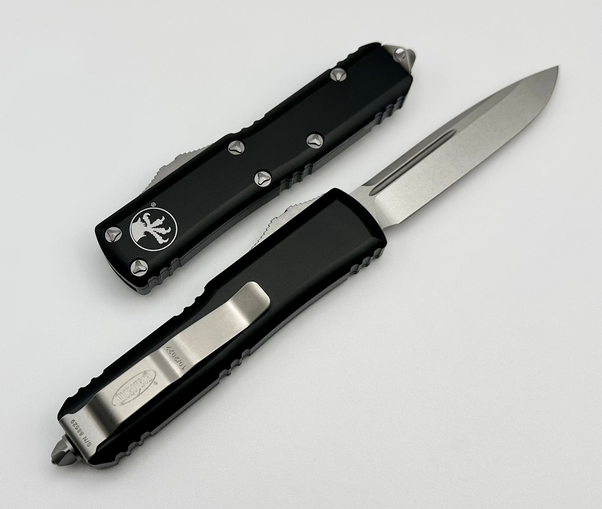 Microtech UTX-85 Single Edge S/E Stonewash Standard & Black 231-10