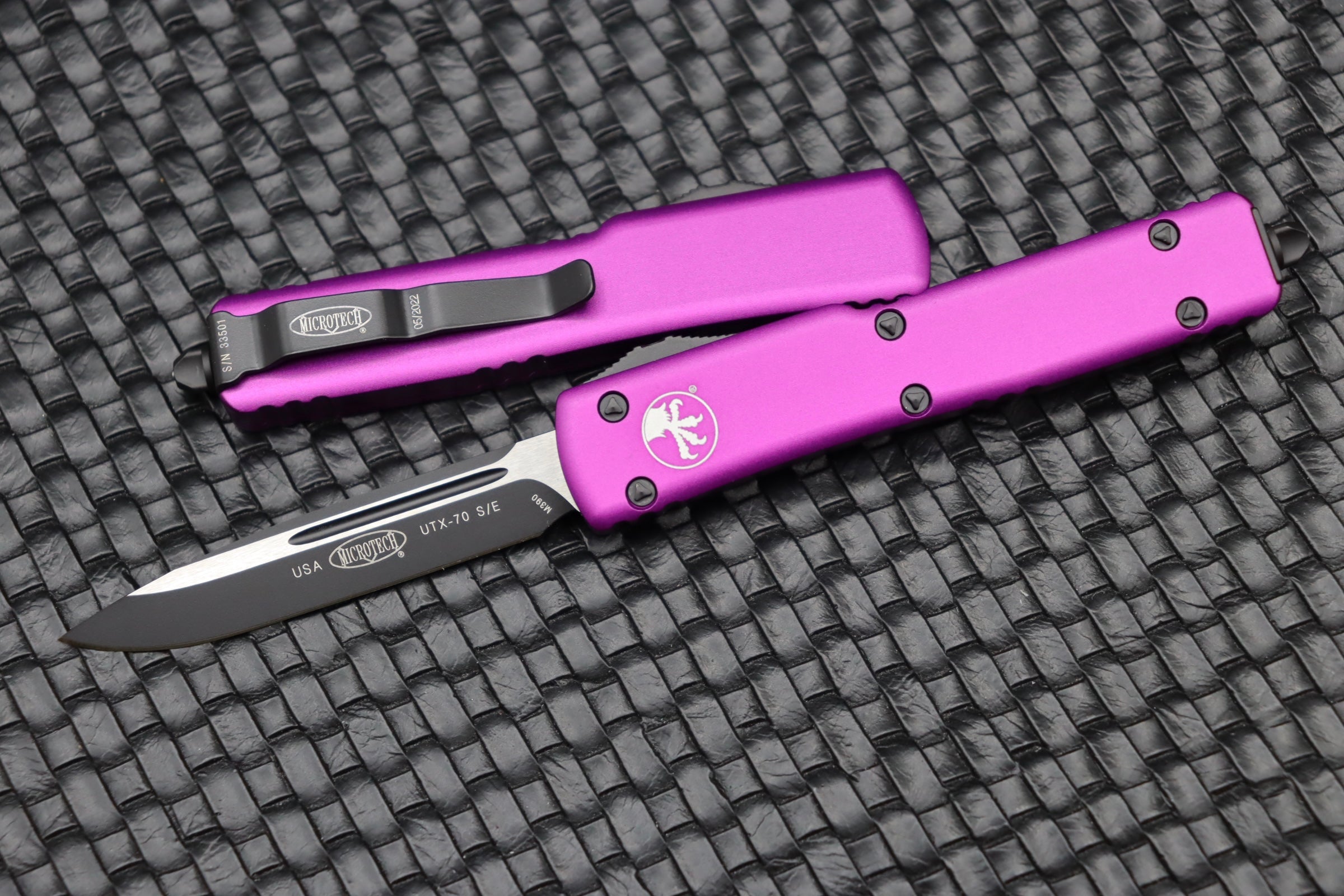 Microtech UTX-70 Single Edge Black Standard & Violet 148-1VI