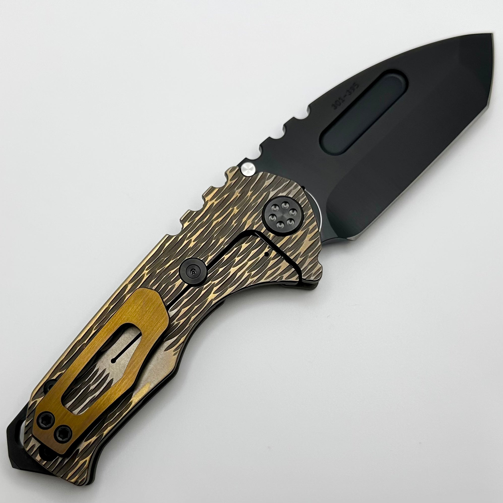 Medford Praetorian Genesis T Bead Blast/Brushed/Bronze Dragon Skin Handles w/ PVD Hardware/Clip & S45VN PVD Tanto