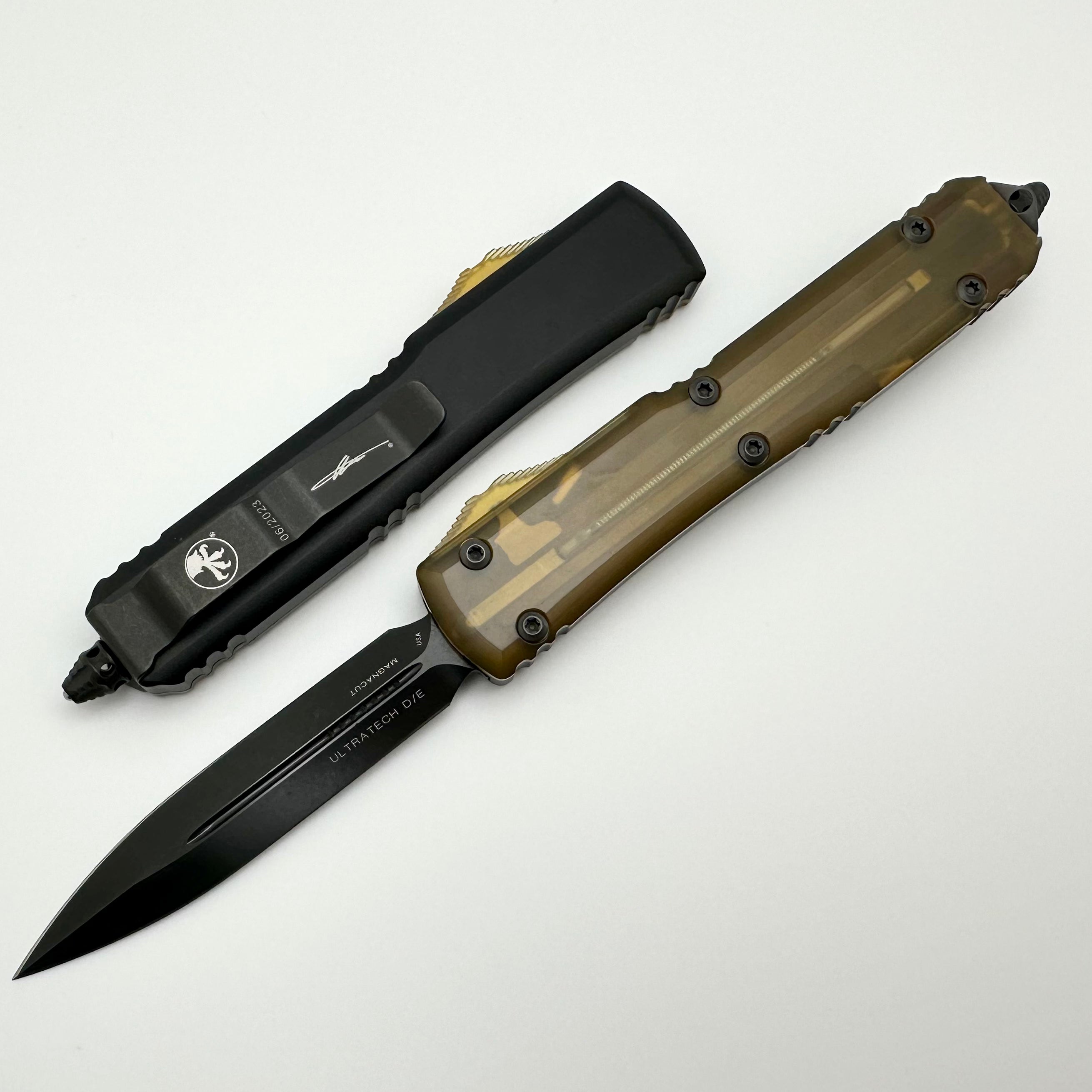 Microtech Ultratech Ultem Top/Button Double Edge DLC MagnaCut Signature Series 122-1DLCTULS