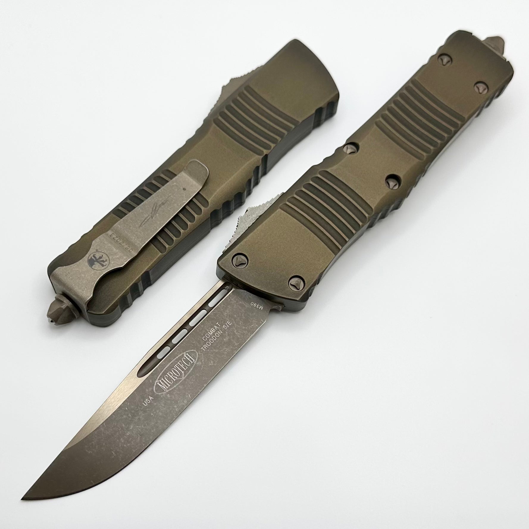 Microtech Combat Troodon Antique Bronze w/ Bronzed Apocalyptic Single Edge Signature Series 143-13APABS