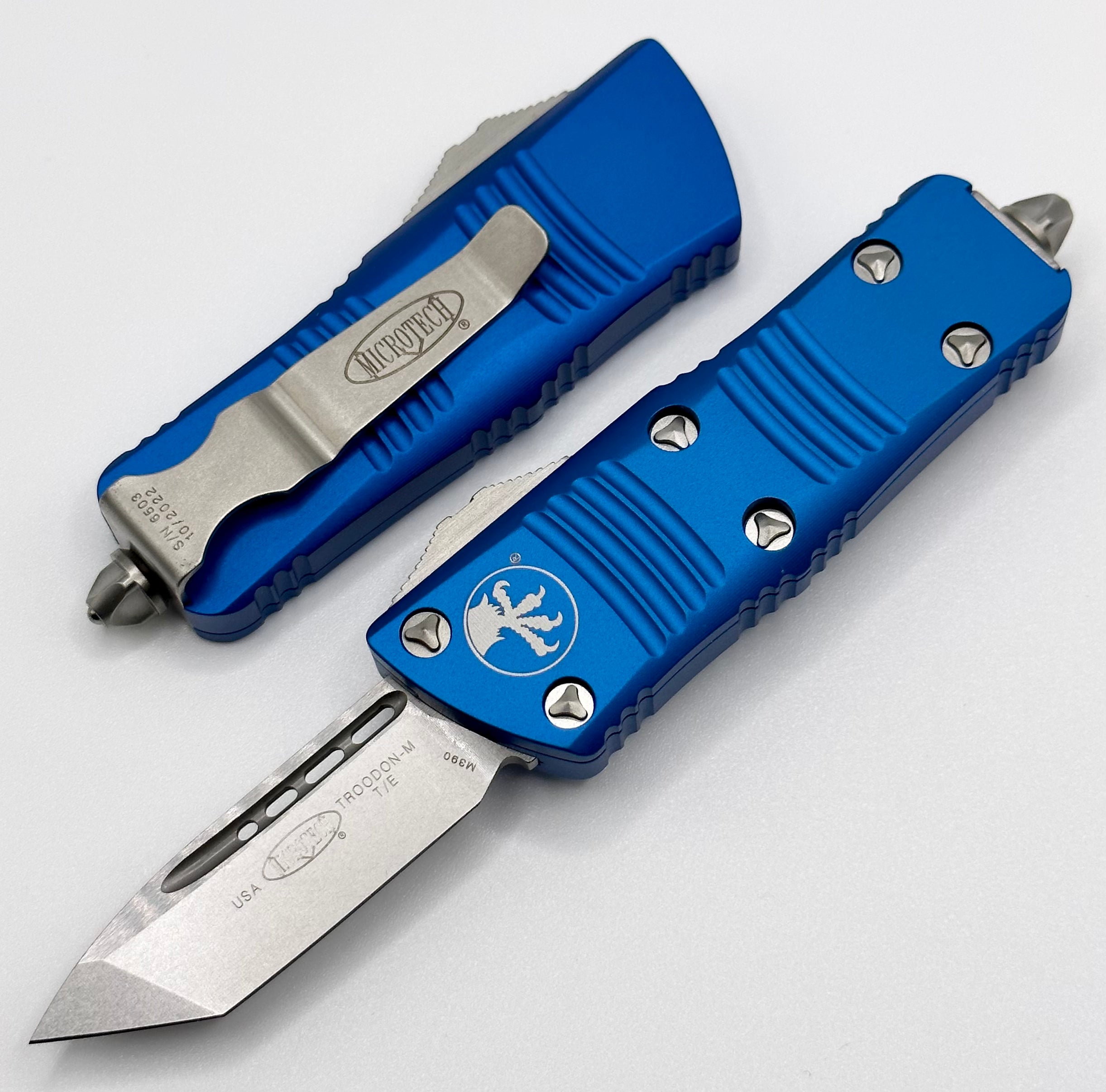 Microtech Troodon Mini Tanto Stonewash & Blue 240-10BL