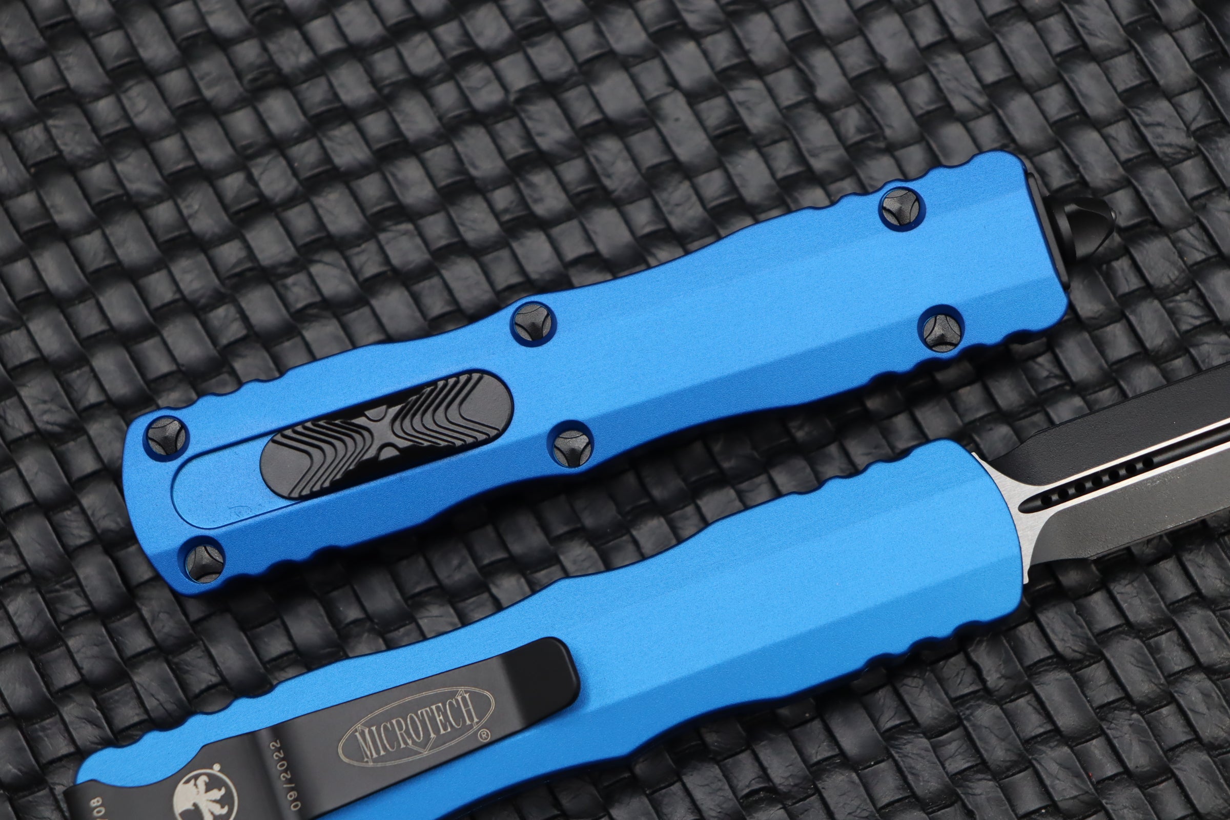 Microtech Dirac Double Edge Black Standard & Blue 225-1BL