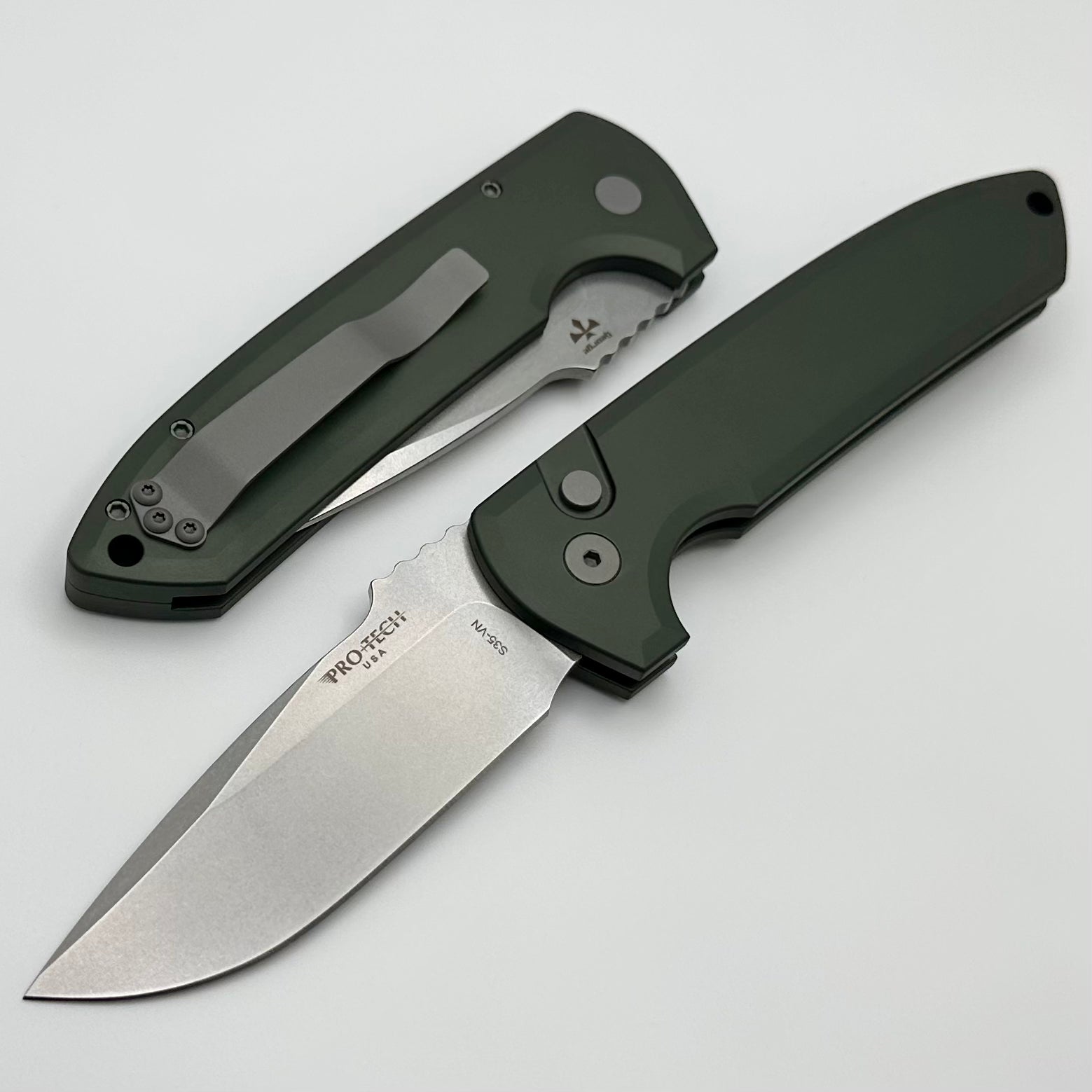 Pro-Tech Les George Rockeye Green Handle & Stonewash CPM-S35VN LG301-Green