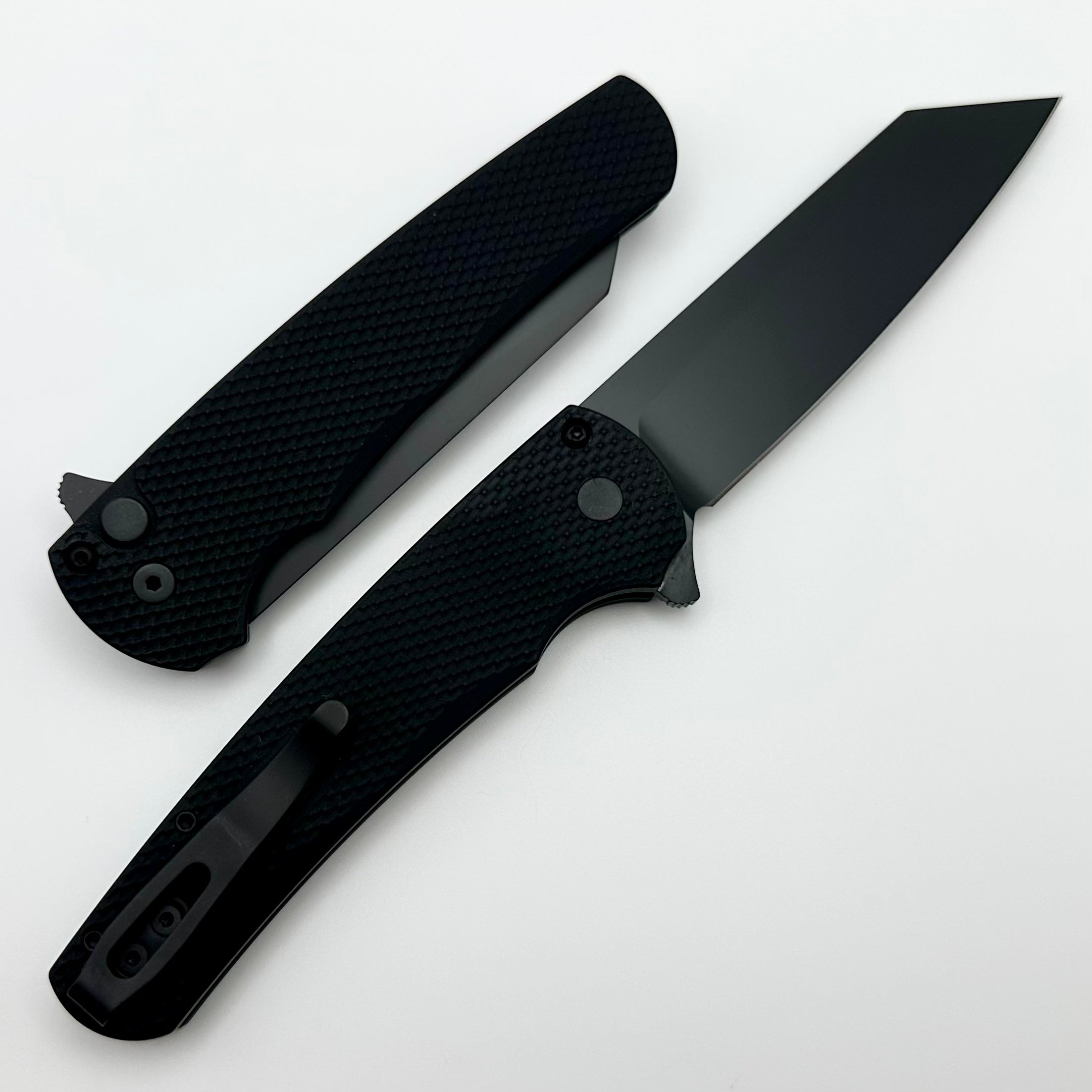 Pro-Tech Malibu Textured Black Handle w/ Black Hardware & DLC 20CV Reverse Tanto Blade 5206