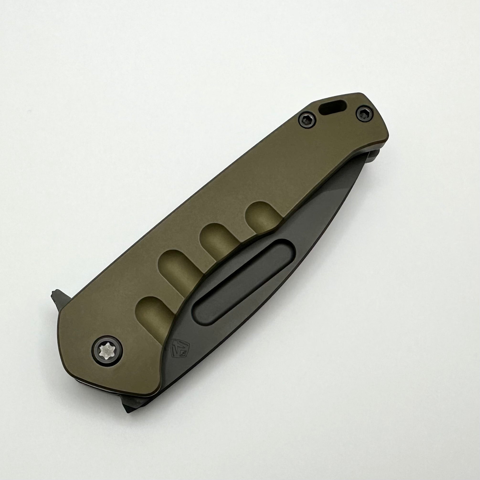 Medford Swift FL Framelock Flipper w/ PVD Tanto S45 & Mustard Yellow Handle w/ PVD Lockside/Hardware/Clip