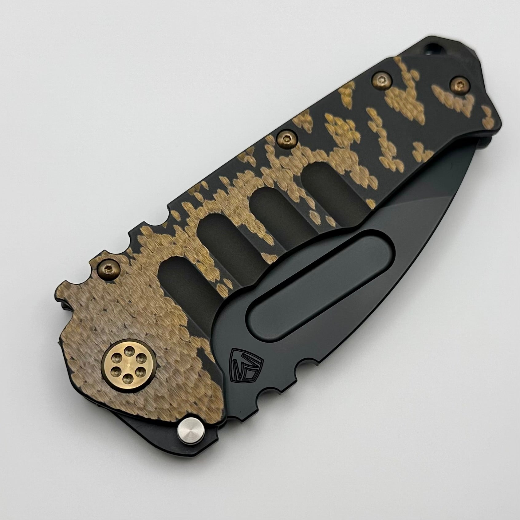 Medford Knife Praetorian T DLC Drop Point S45VN & Bronze Cobblestone Fade Handles w/ Bronze Hardware/Clip