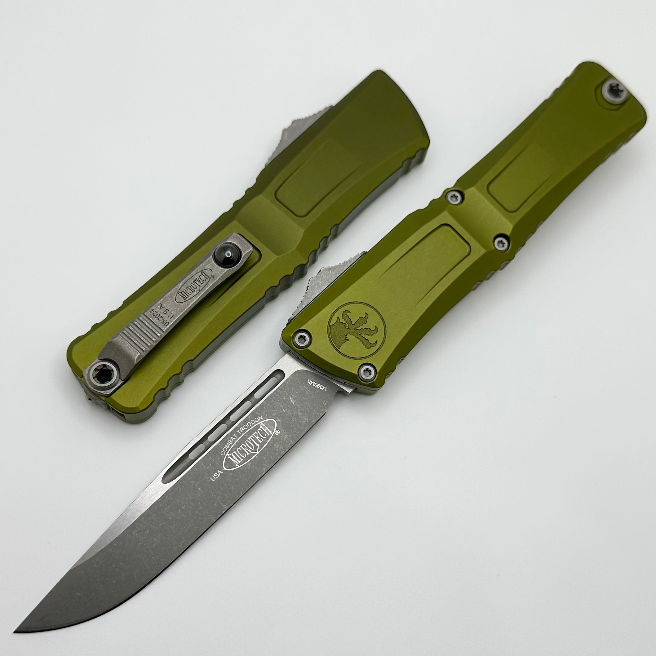 Microtech Knives Combat Troodon Gen III Apocalyptic Single Edge w/ OD Green Handle 1143-10APOD