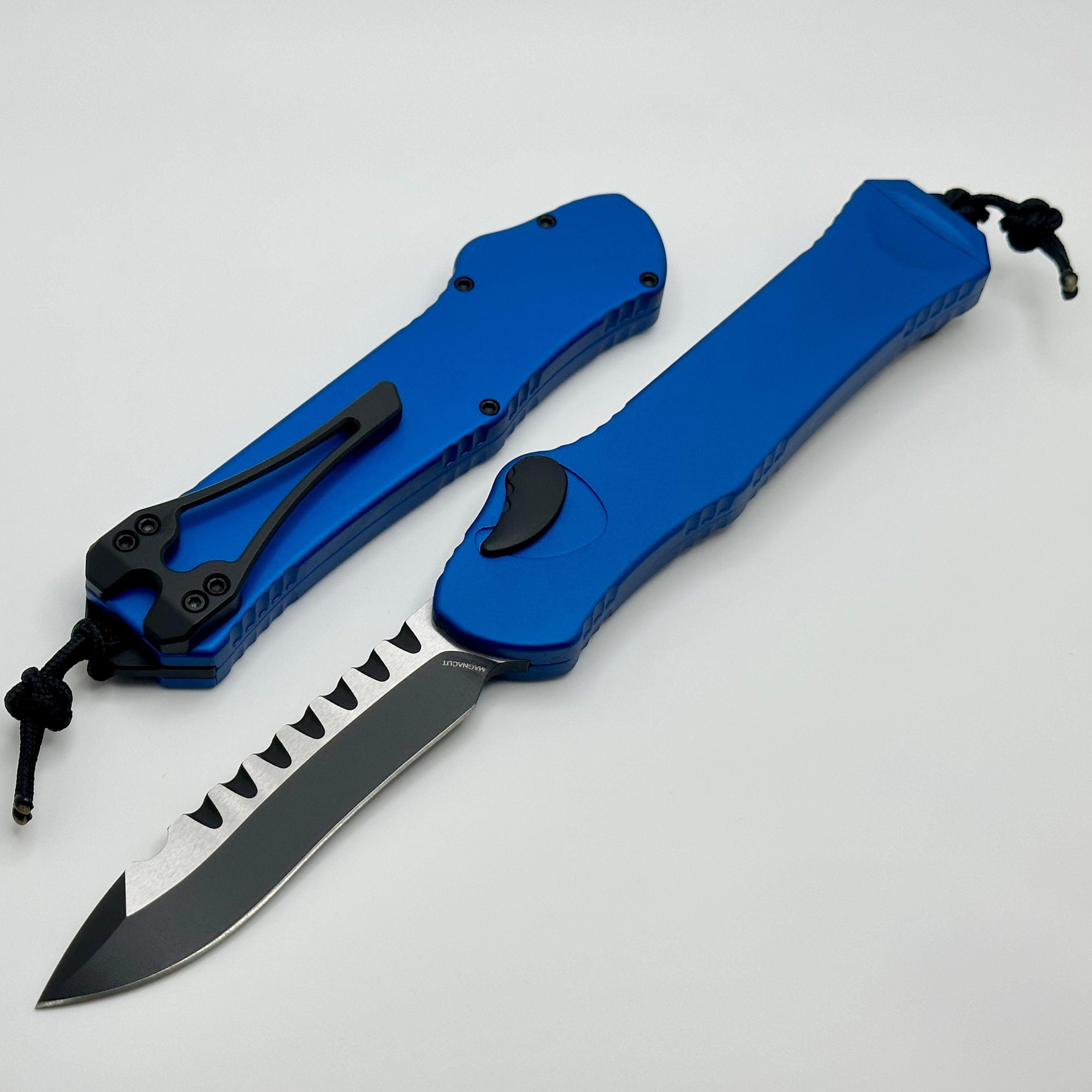 Heretic Hydra V3 Blue Aluminum Handle & Two Tone Black Recurve MagnaCut H008-10A-BLU