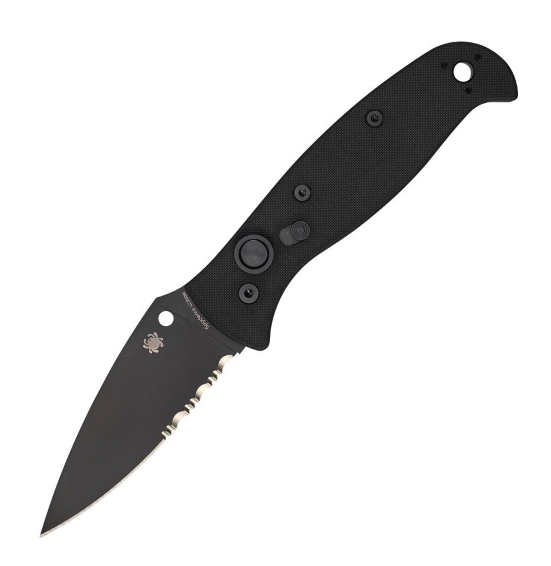 Spyderco Autonomy 2 Black G-10 & Black Partial Serrated LC200N C165GPSBBK2