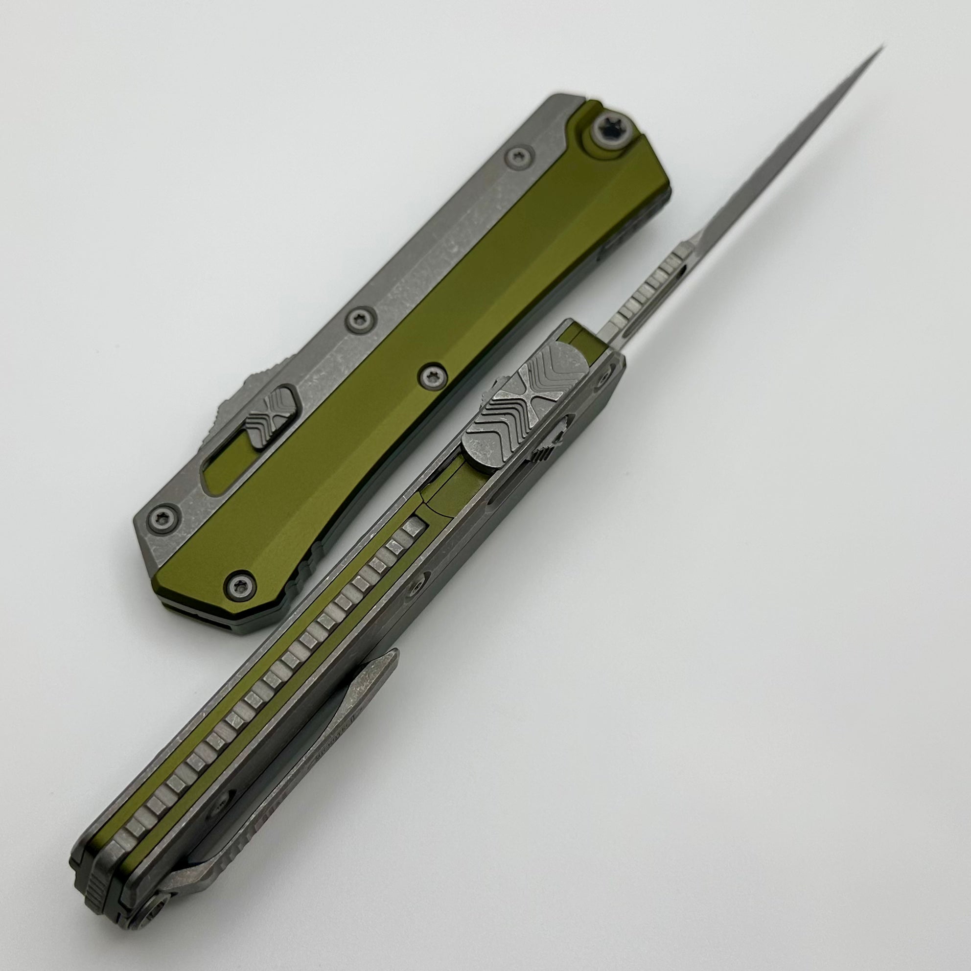 Microtech Glykon Apocalyptic Partial Serrated Bayonet w/ OD Green Handle 184-11APOD