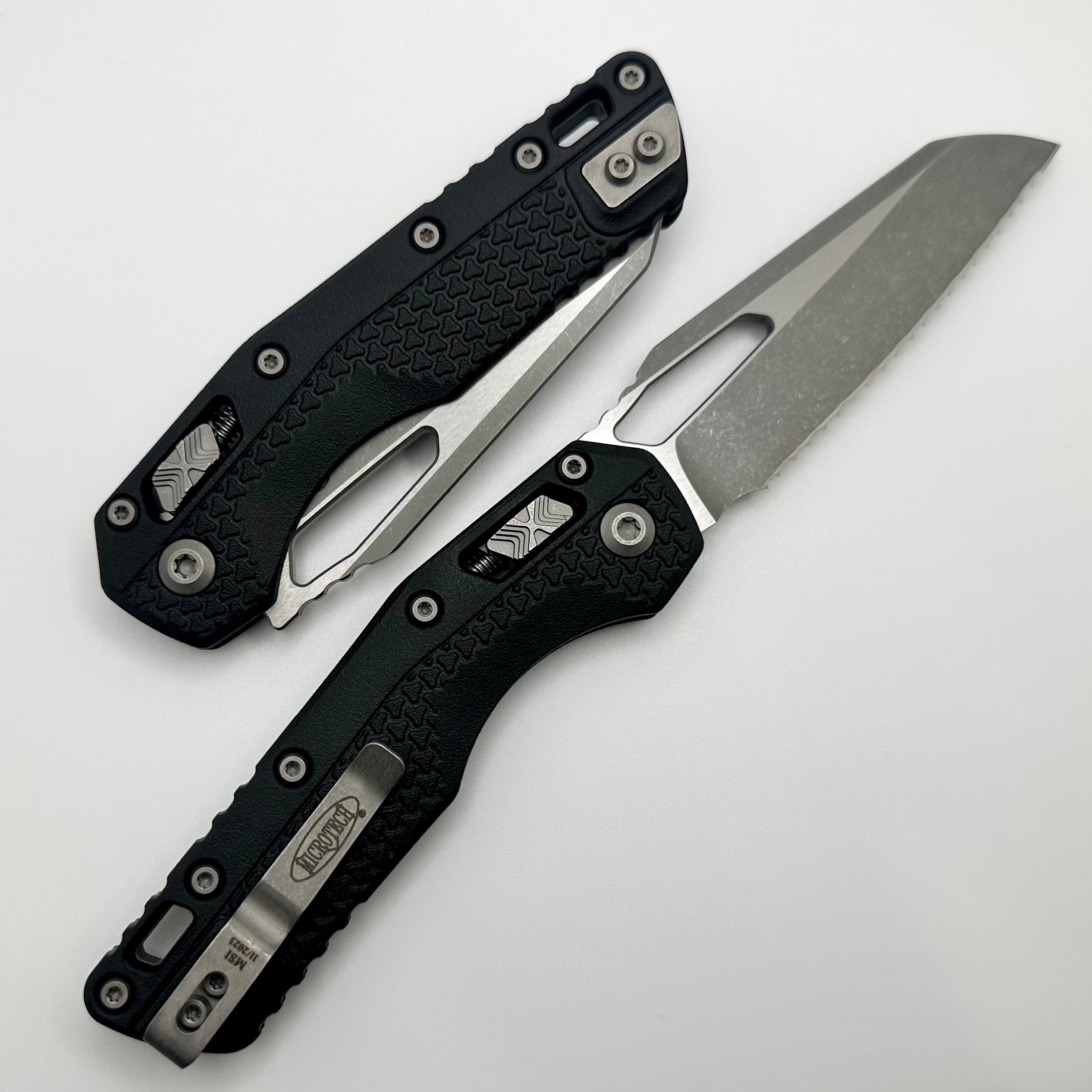 Microtech Knives MSI RAM LOK Black Polymer & Appcalyptic Full Serrated M390MK 210T-12APPMBK