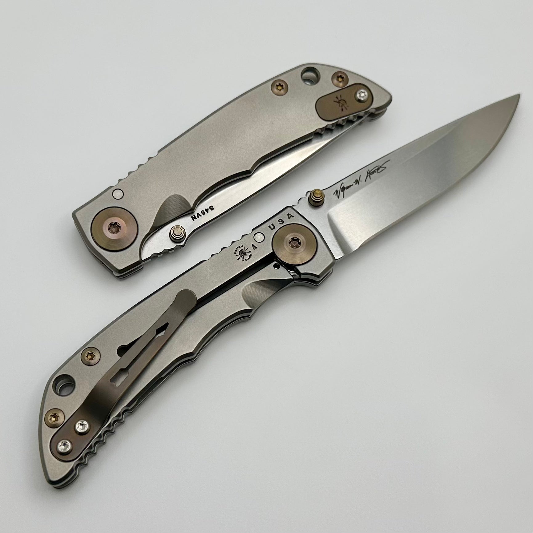 Spartan Blades Harsey Folder 3.25 Stonewashed w/ Bronze Accents SHF SF10SWBZ