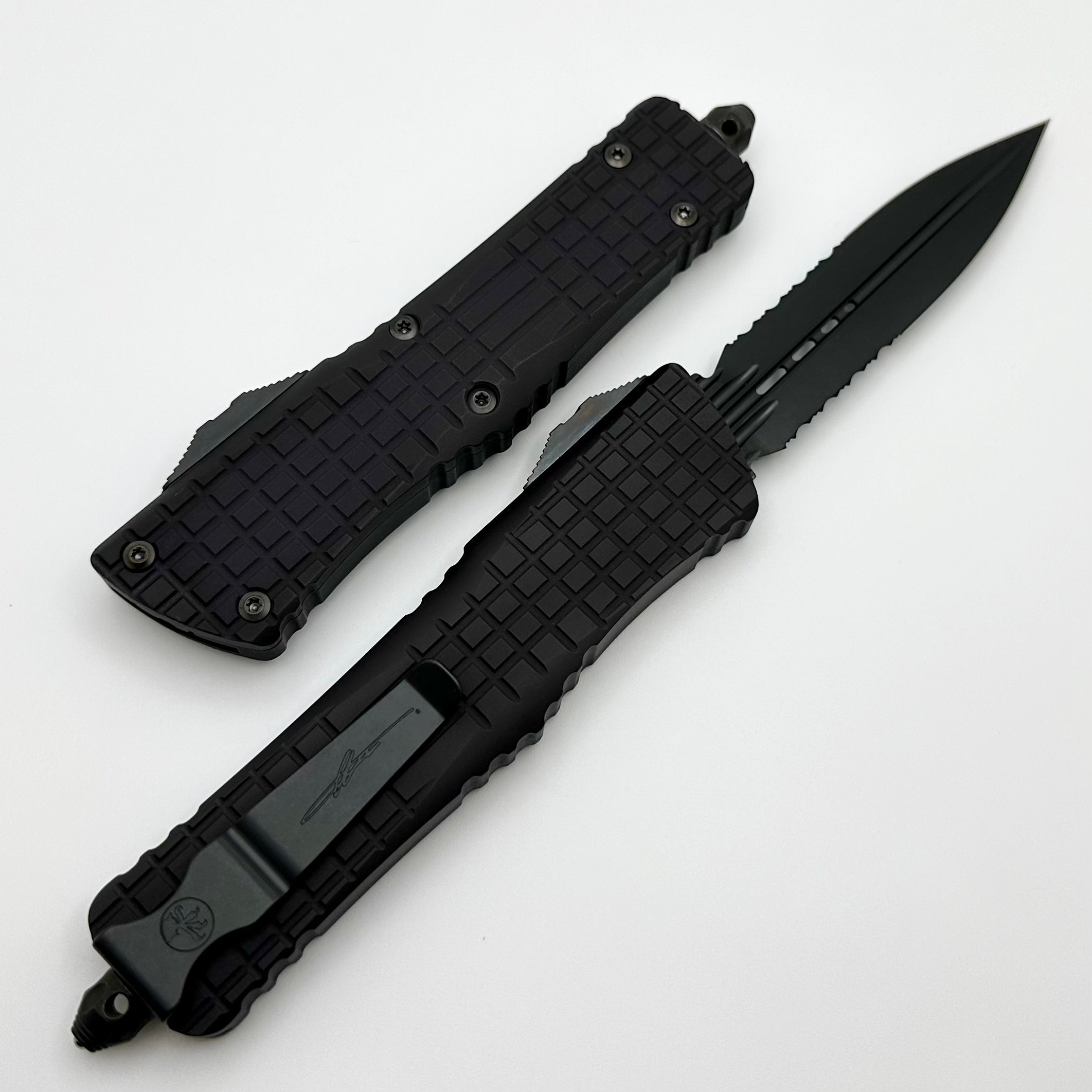 Microtech Combat Troodon Delta Frag Shadow Fluted DLC Double Edge Part Serrated 142-2CT-DSH