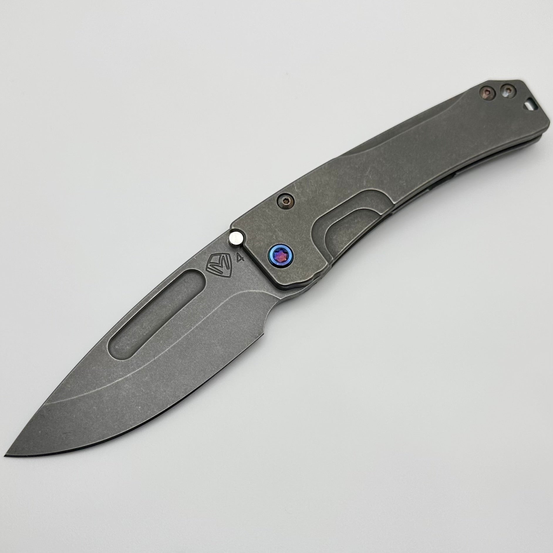 Medford Knife Slim Midi S45 Old School Tumbled Drop Point w/ Tumbled Handles & Flamed Hardware/Clip