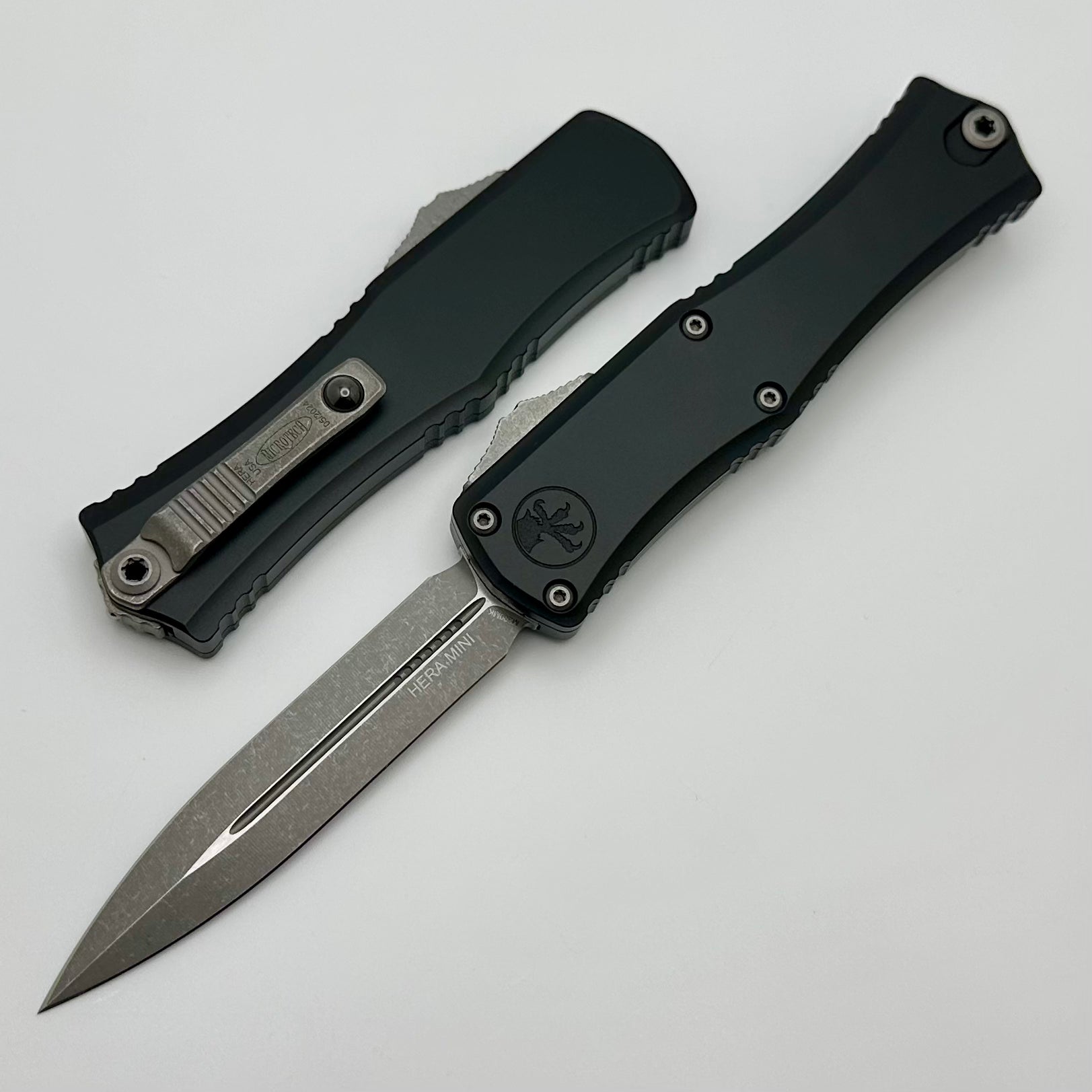 Microtech Knives Mini Hera Apocalyptic Double Edge M390MK w/ Black Handle 1702M-10AP