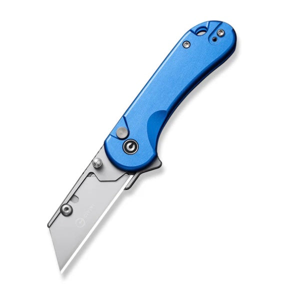 Civivi Elementum Utility Button Lock Knife w/ Blue Aluminum Handles C23039B-2