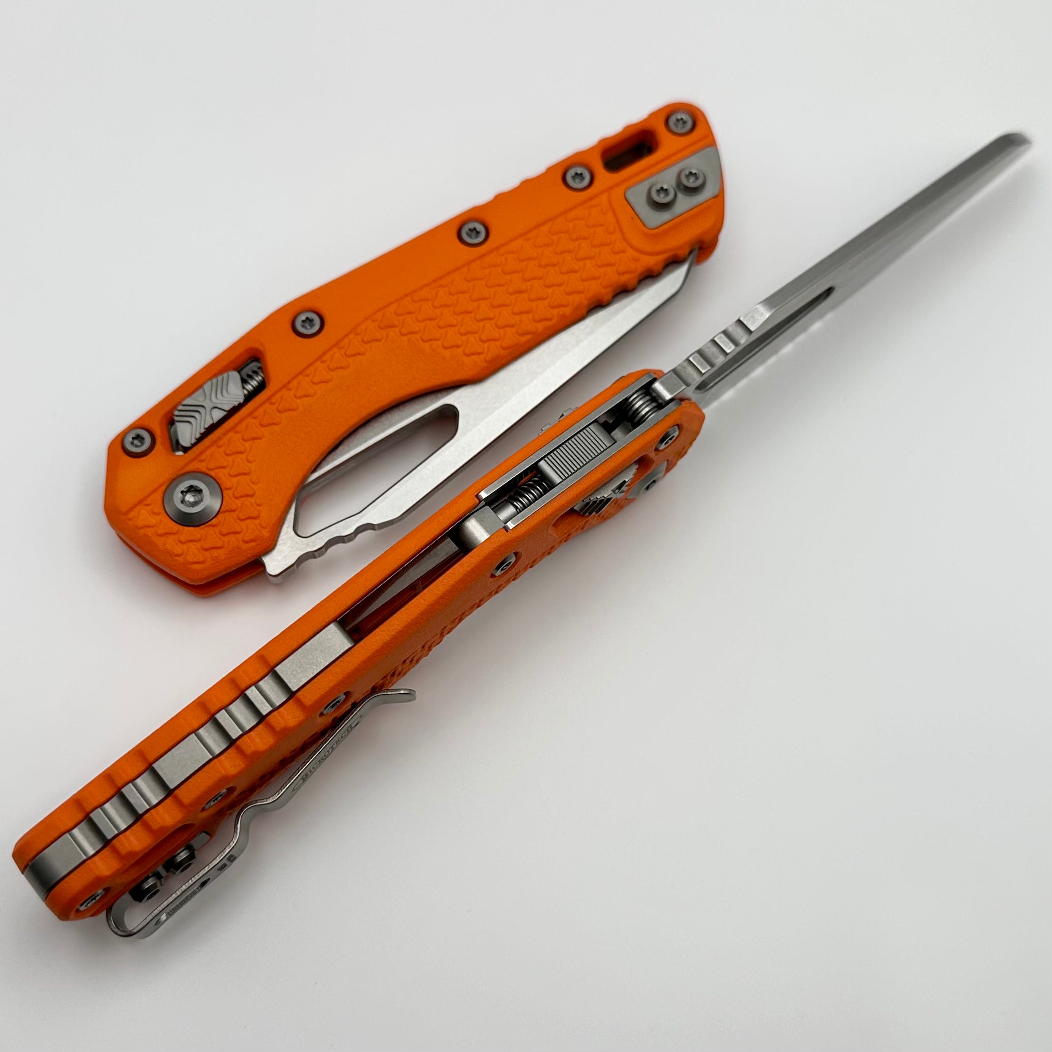 Microtech Knives MSI RAM LOK Orange Polymer Injection Molded & Partial Serrated M390MK 210T-11PMOR