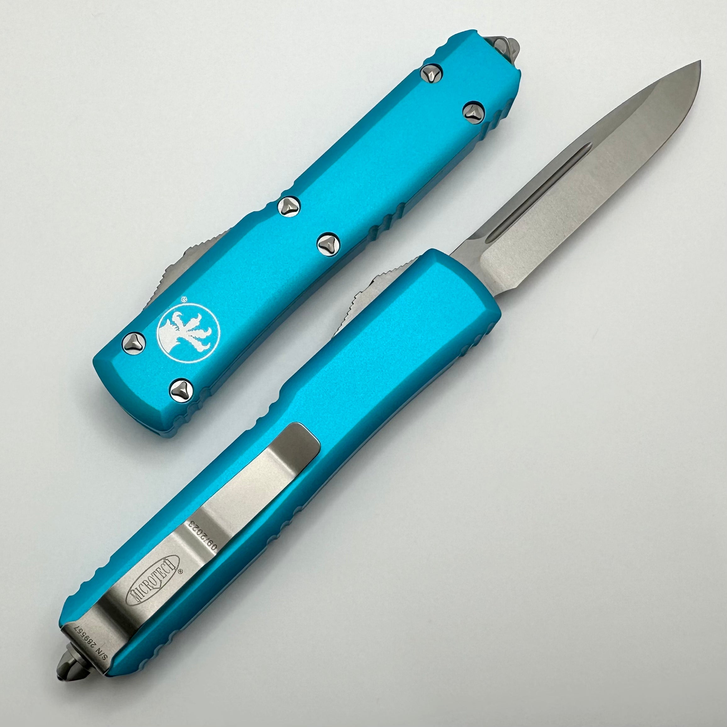 Microtech Ultratech Single Edge Stonewash Standard & Turquoise 121-10TQ