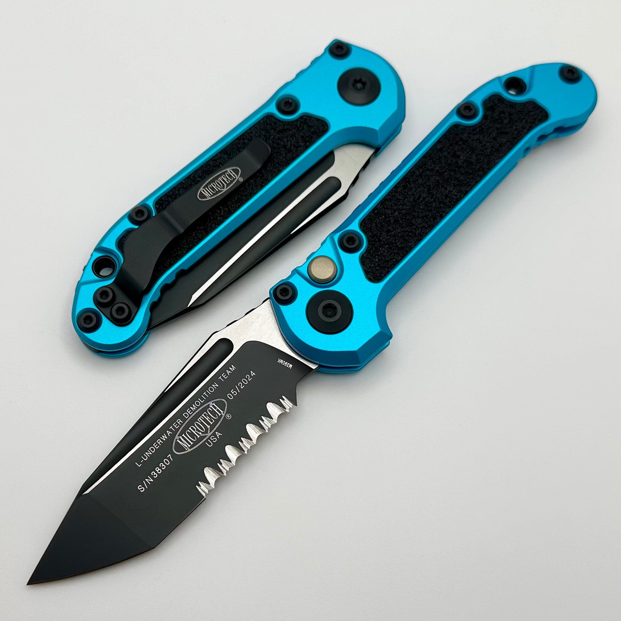 Microtech Knives LUDT Gen III Black P/S Tanto w/ Turquoise Handle 1136-2TQ