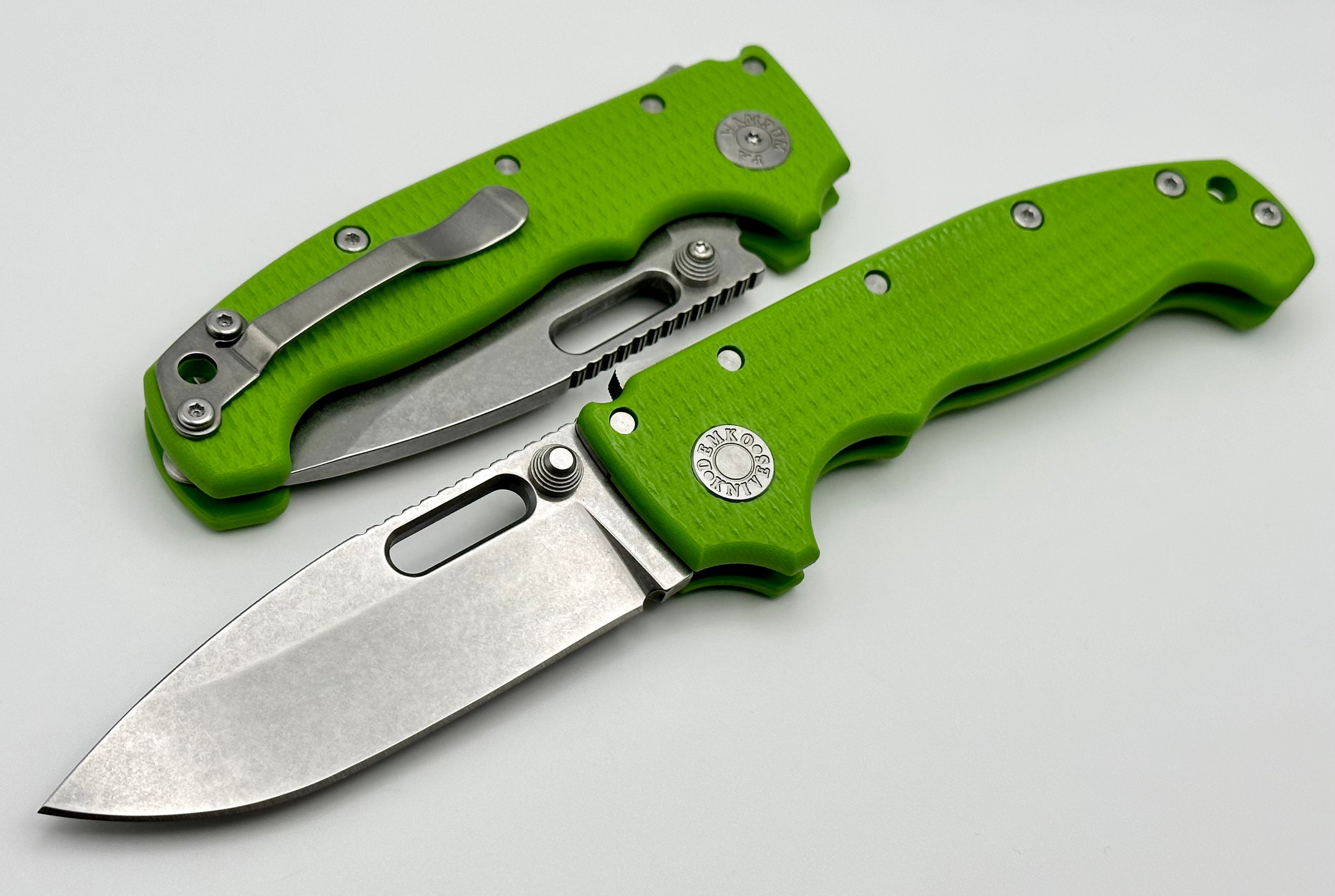 Demko Knives MG AD20 Exclusive Drop Point 3V & Neon Green G-10 LIMIT ONE PER HOUSEHOLD