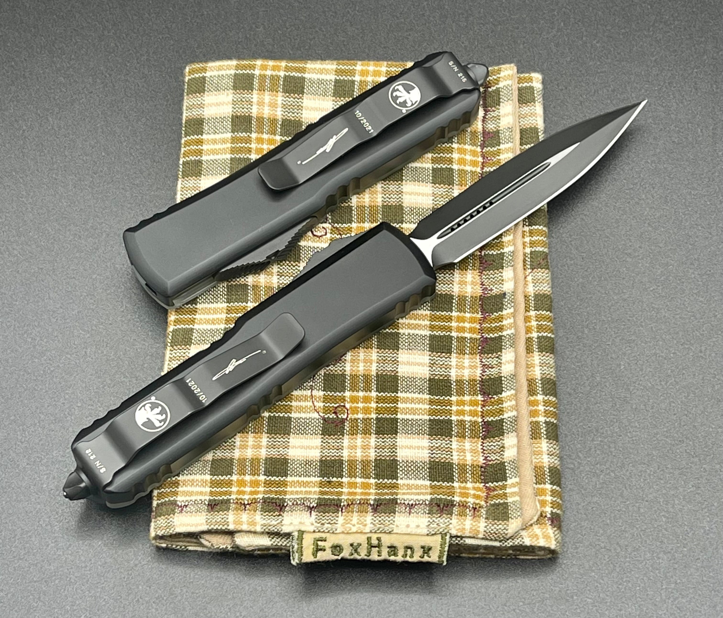 Microtech UTX-85 D/E Black Standard G10 Jade Green Signature Series 232-1GTJG