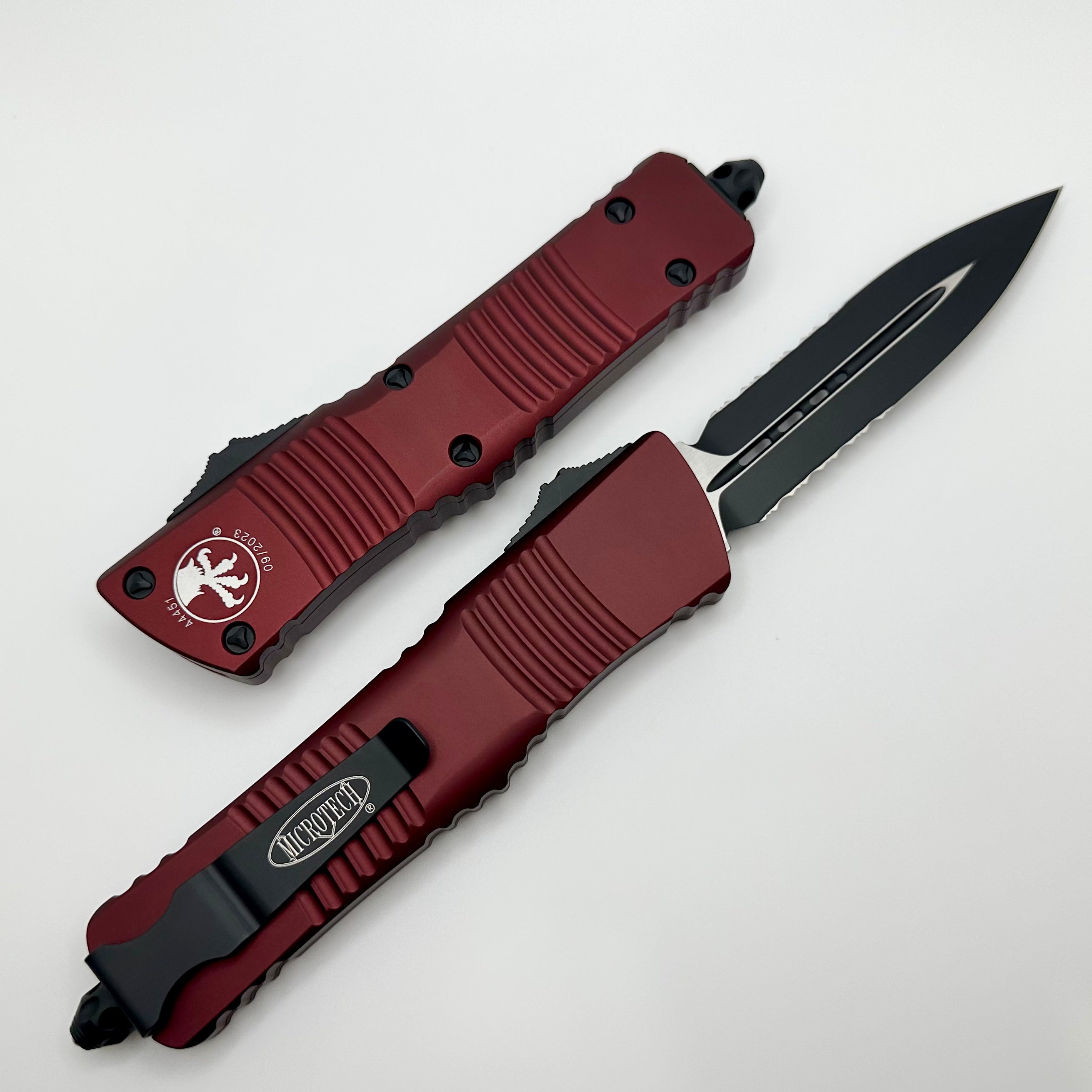 Microtech Combat Troodon Double Edge Black Partial Serrated & Merlot 142-2MR