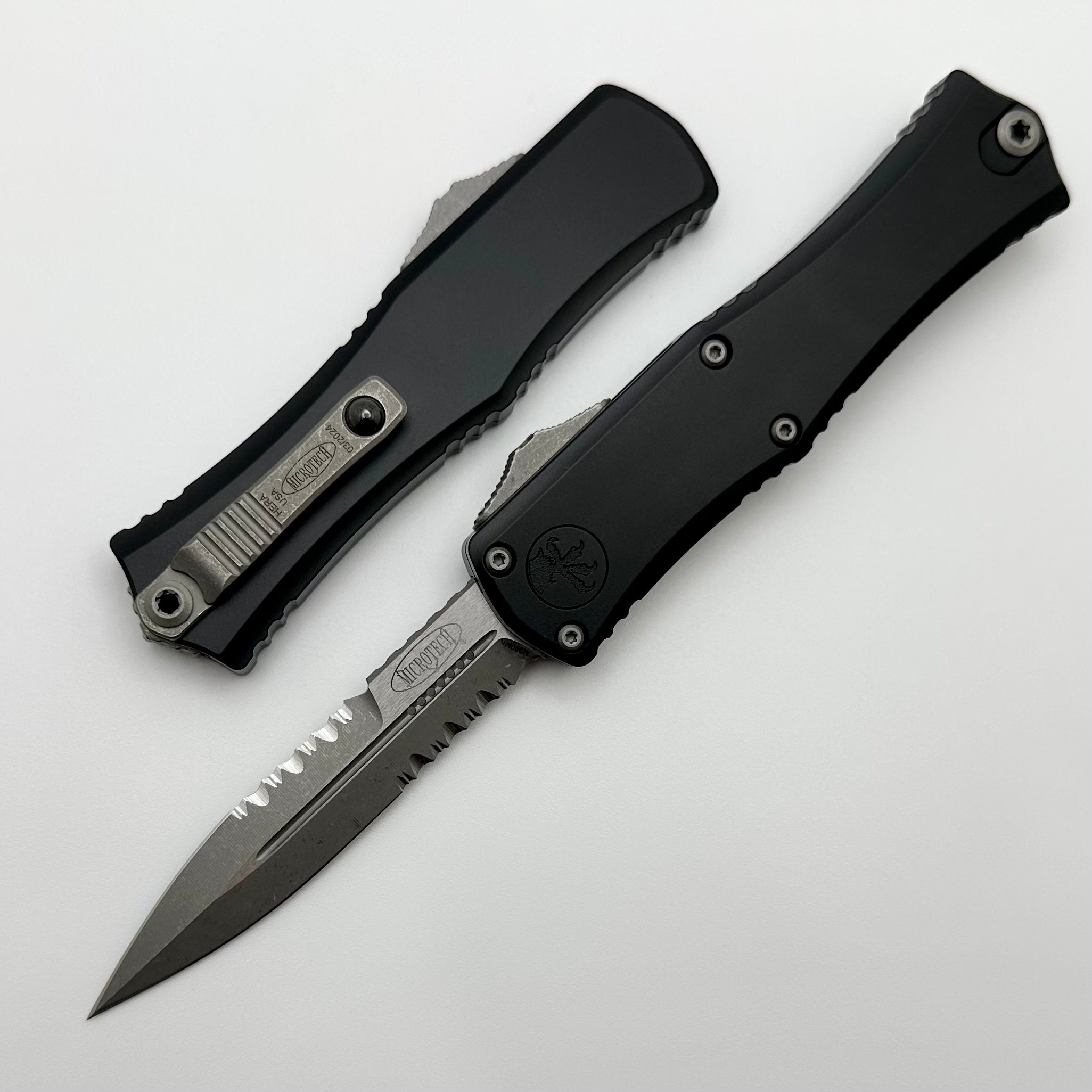 Microtech Knives Mini Hera Partial Serrated Apocalyptic Bayonet M390MK w/ Black Handle 1701M-11AP