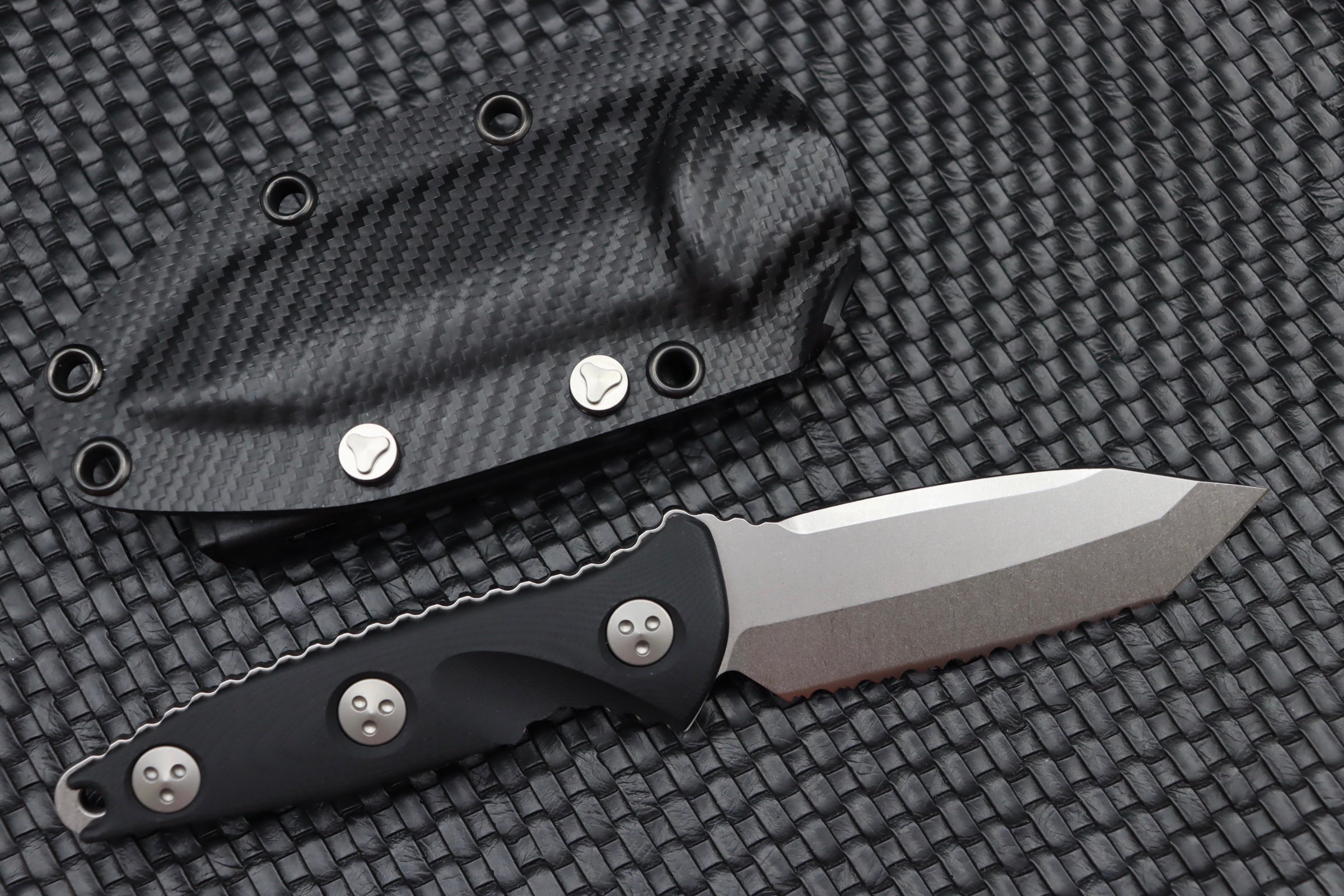 Microtech Socom Alpha Mini Tanto Stonewash Full Serrated 114M-12