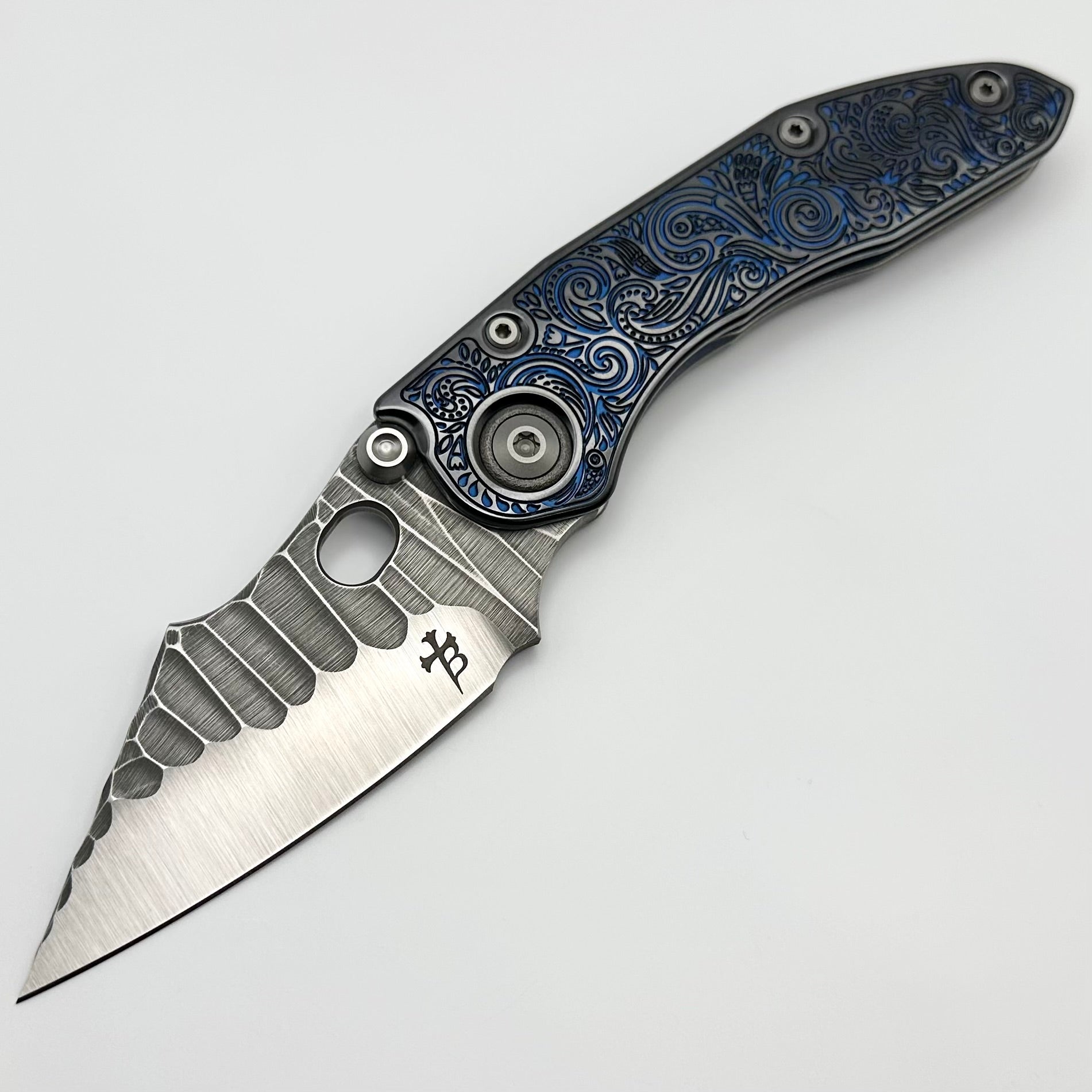 Borka Blades Ti2 Design Custom Black Hula/Blue Natas Stitch w/ Rocked M390 Pre Owned