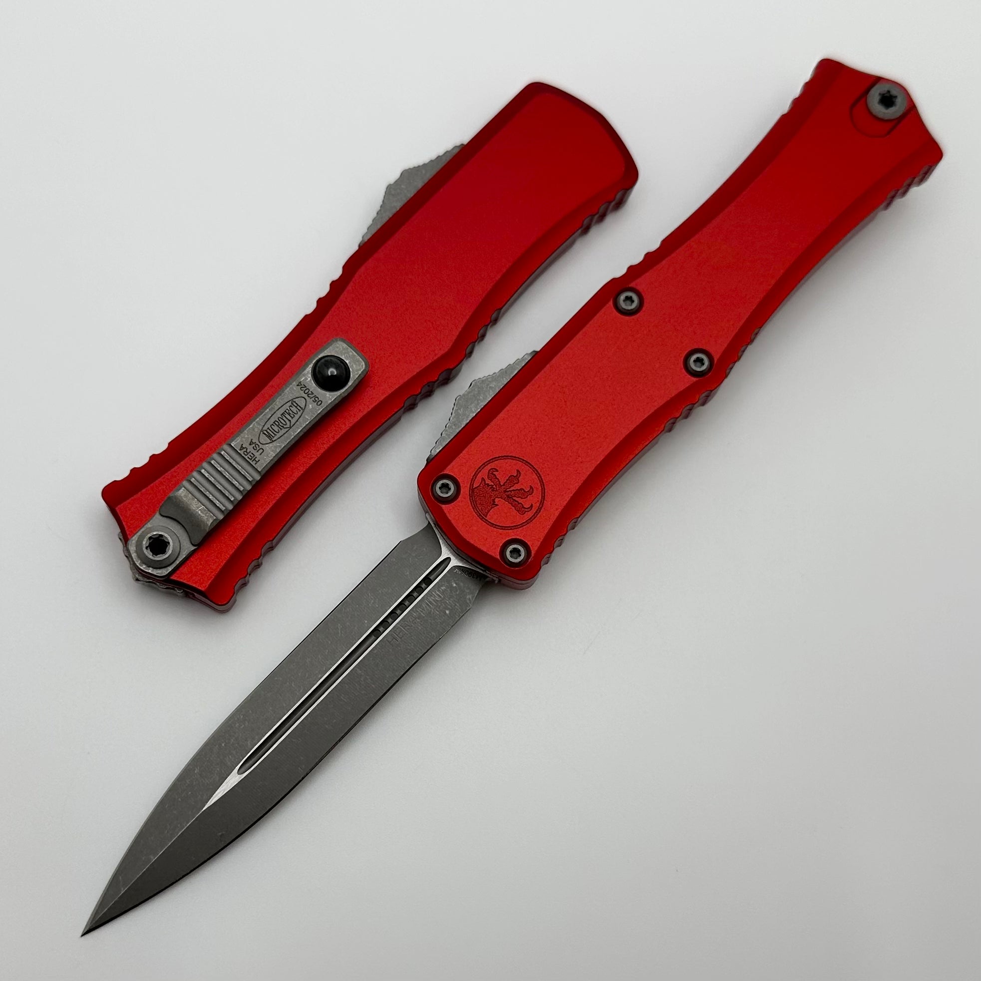 Microtech Knives Mini Hera Apocalyptic Double Edge M390MK w/ Red Handle 1702M-10APRD