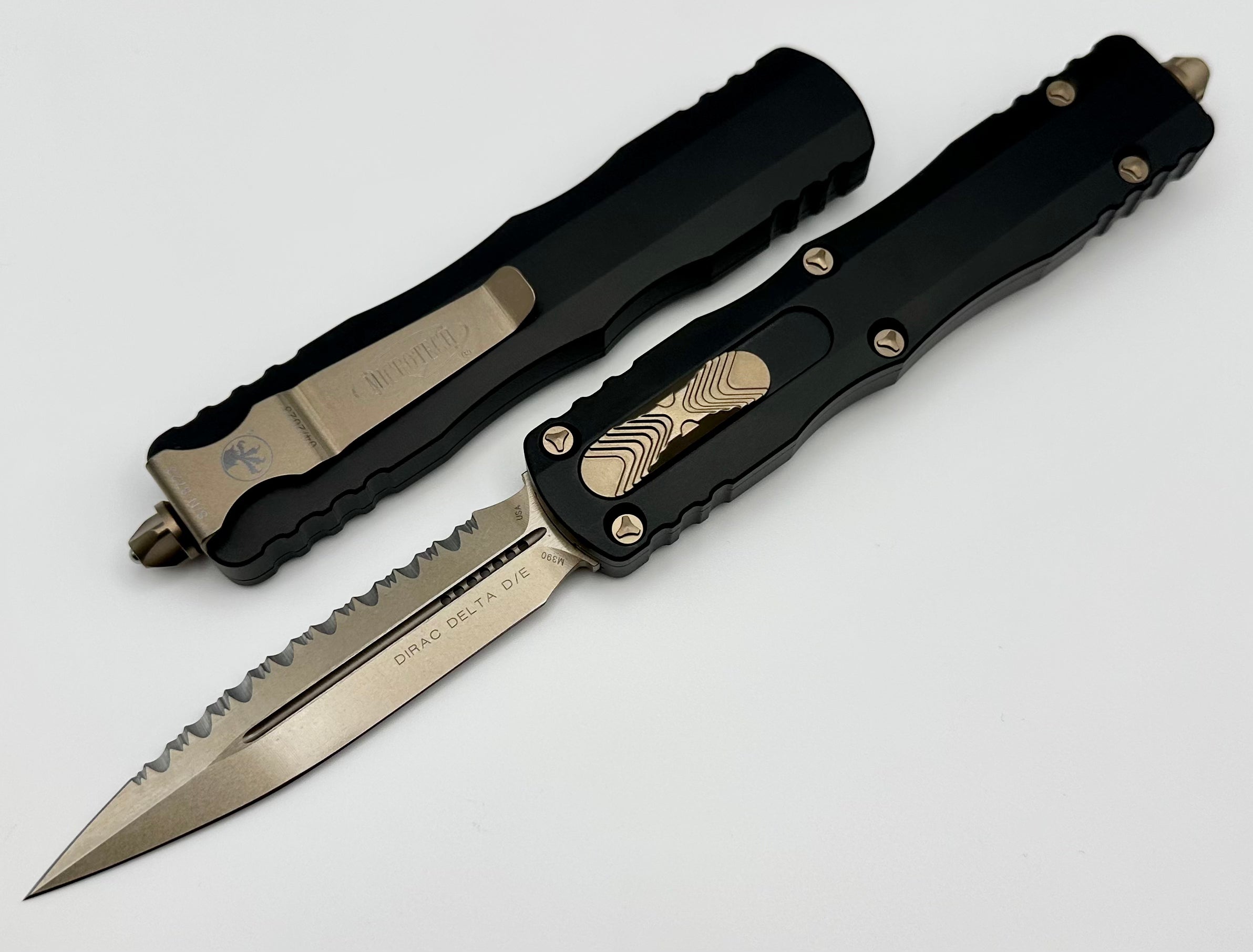 Microtech Dirac Delta D/E Bronze Full Serrated & Black 227-15