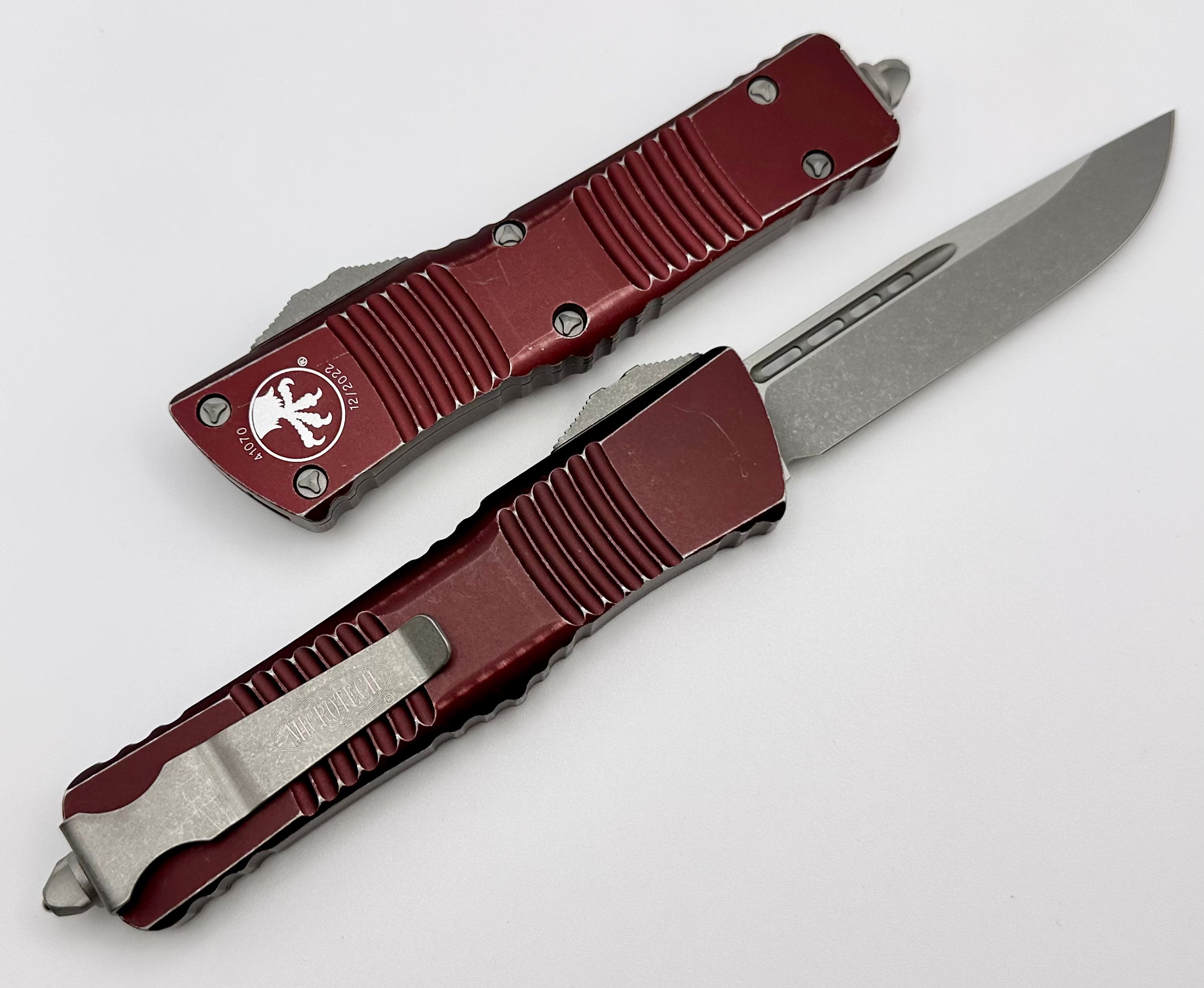 Microtech Combat Troodon Single Edge Apocalyptic & Distressed Merlot 143-10DMR