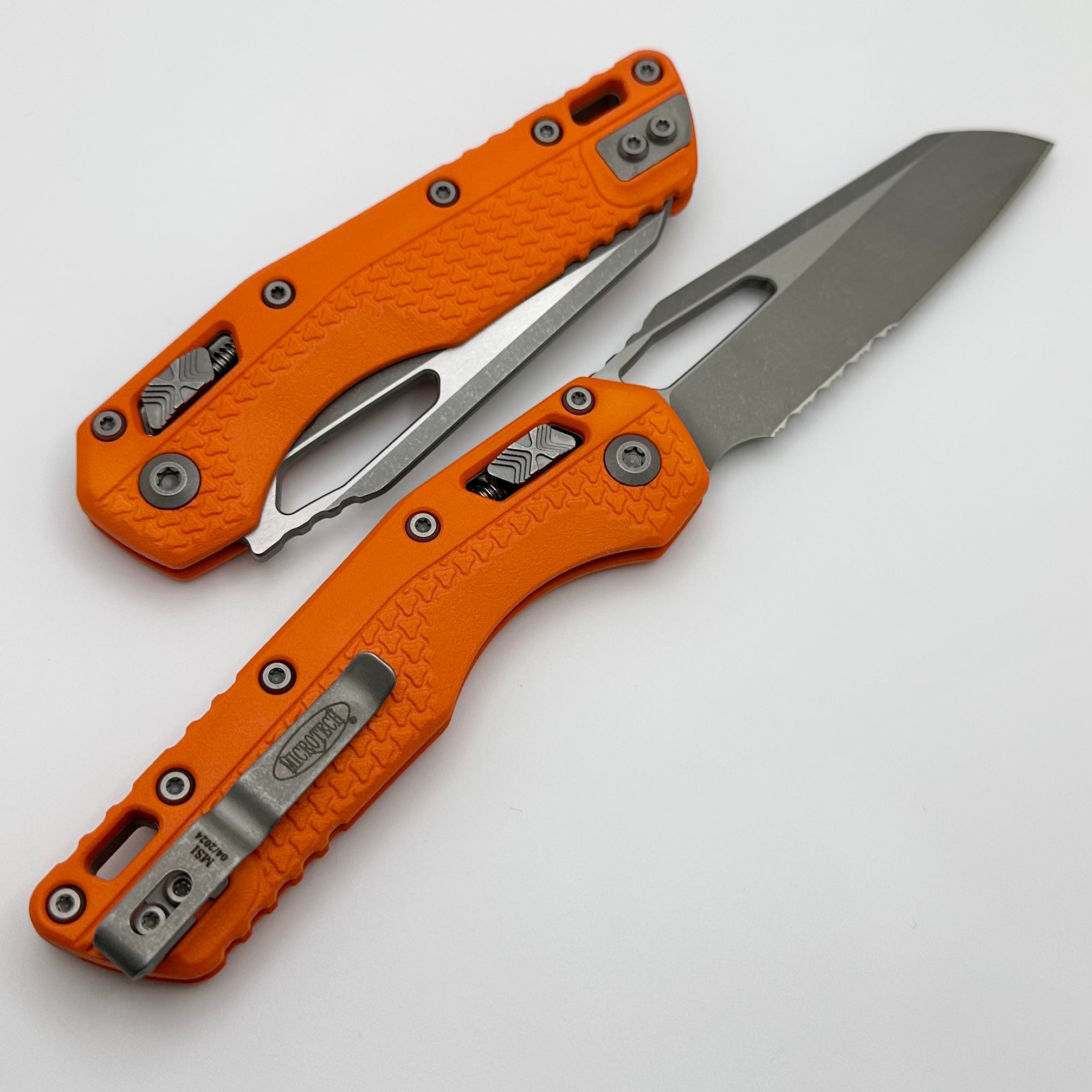 Microtech Knives MSI RAM LOK Orange Polymer & M390MK Partial Serrated Apocalyptic 210T-11APPMOR