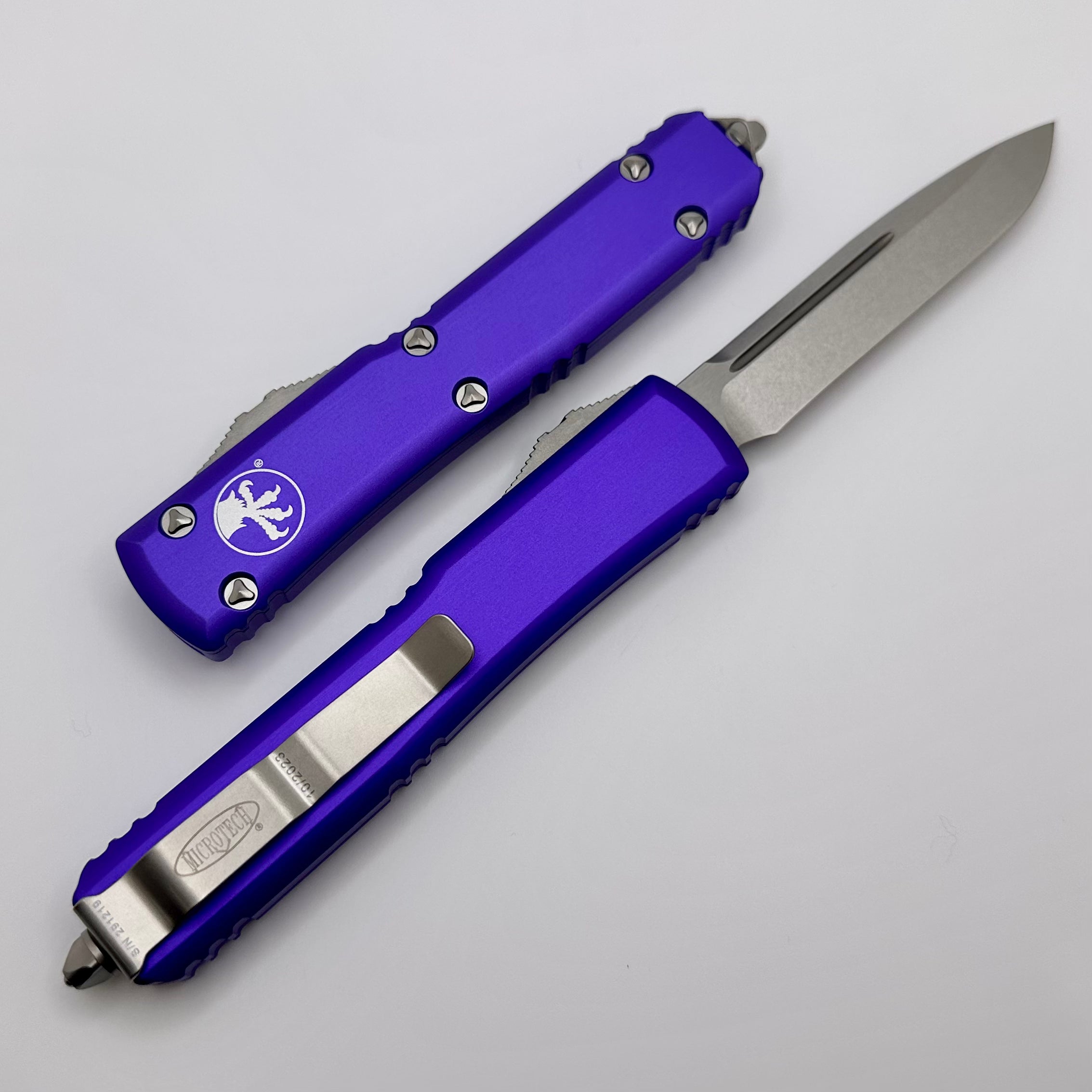 Microtech Ultratech Single Edge Stonewash Standard & Purple 121-10PU