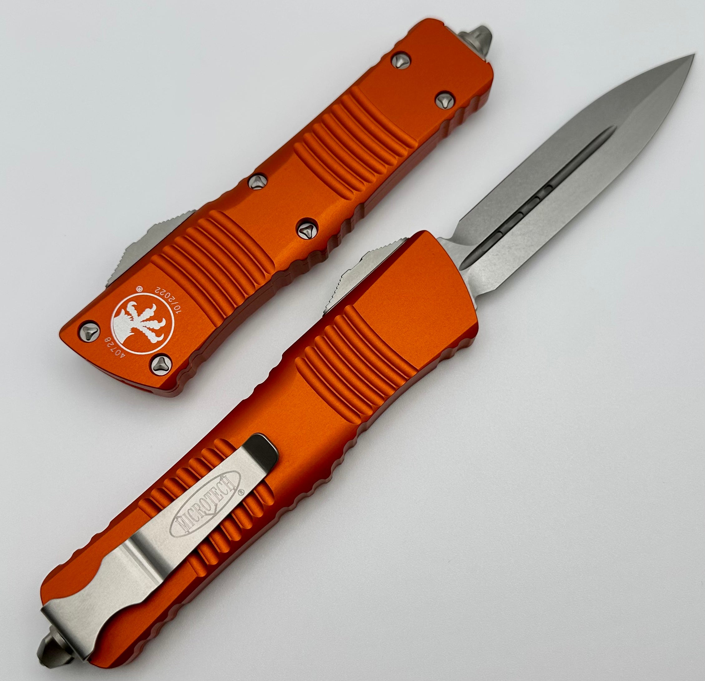 Microtech Combat Troodon Double Edge Stonewash Standard & Orange 142-10OR