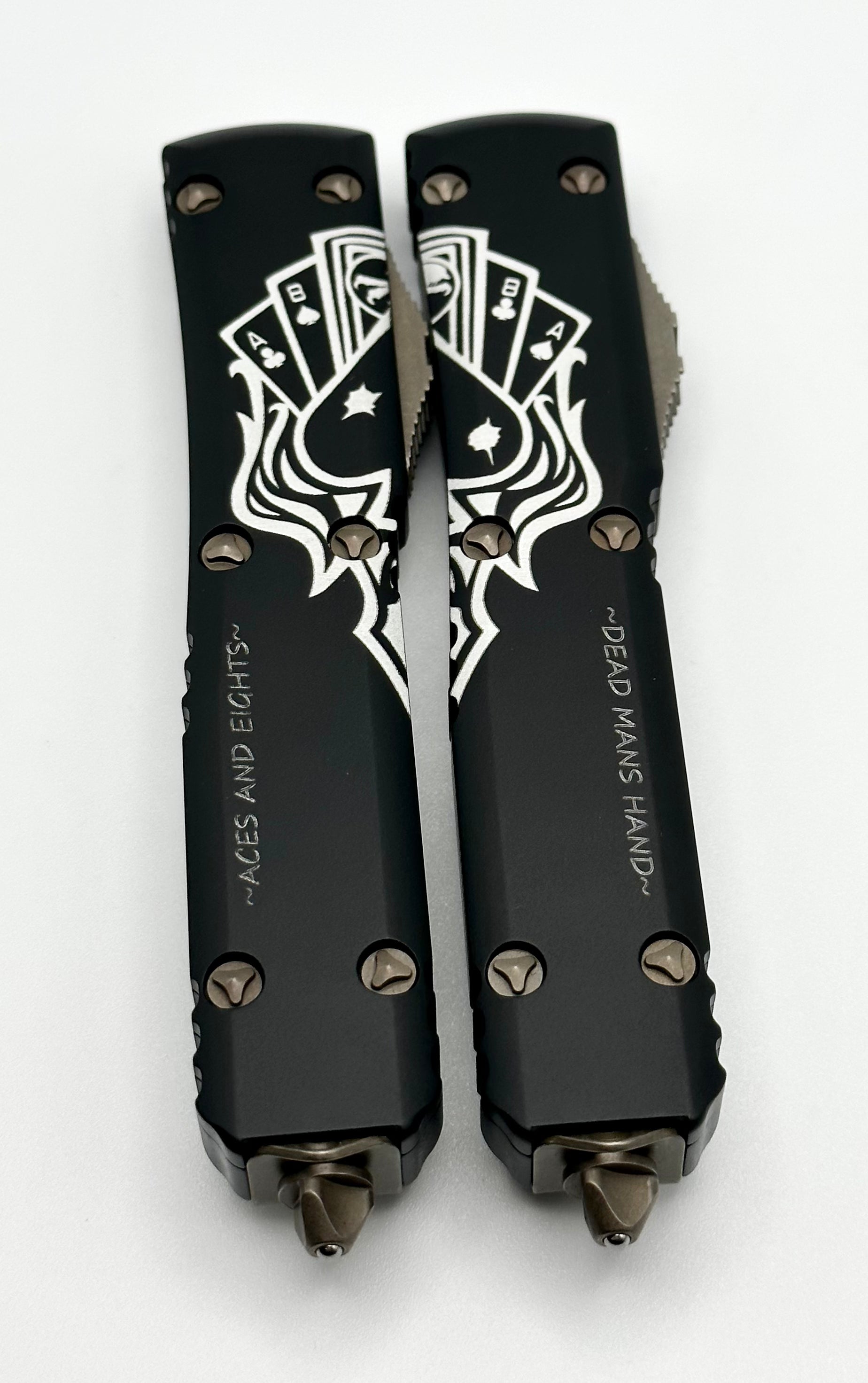 Microtech Ultratech Dead Man’s Hand Hellhound & Warhound Set Signature Series Bronze Apocalyptic Standard 119-13SETDMS